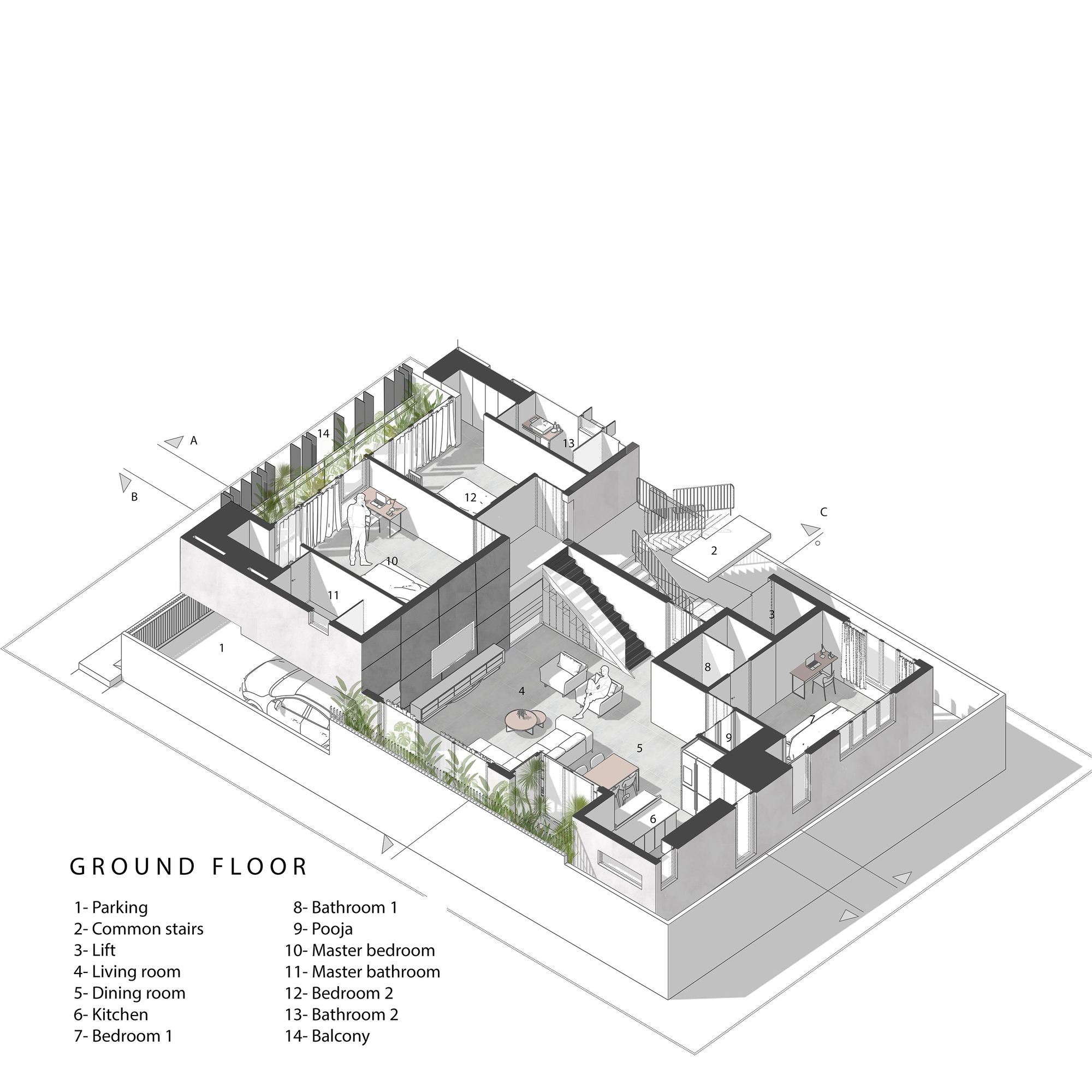 三极管公寓丨印度班加罗尔丨Kamat & Rozario Architecture-43