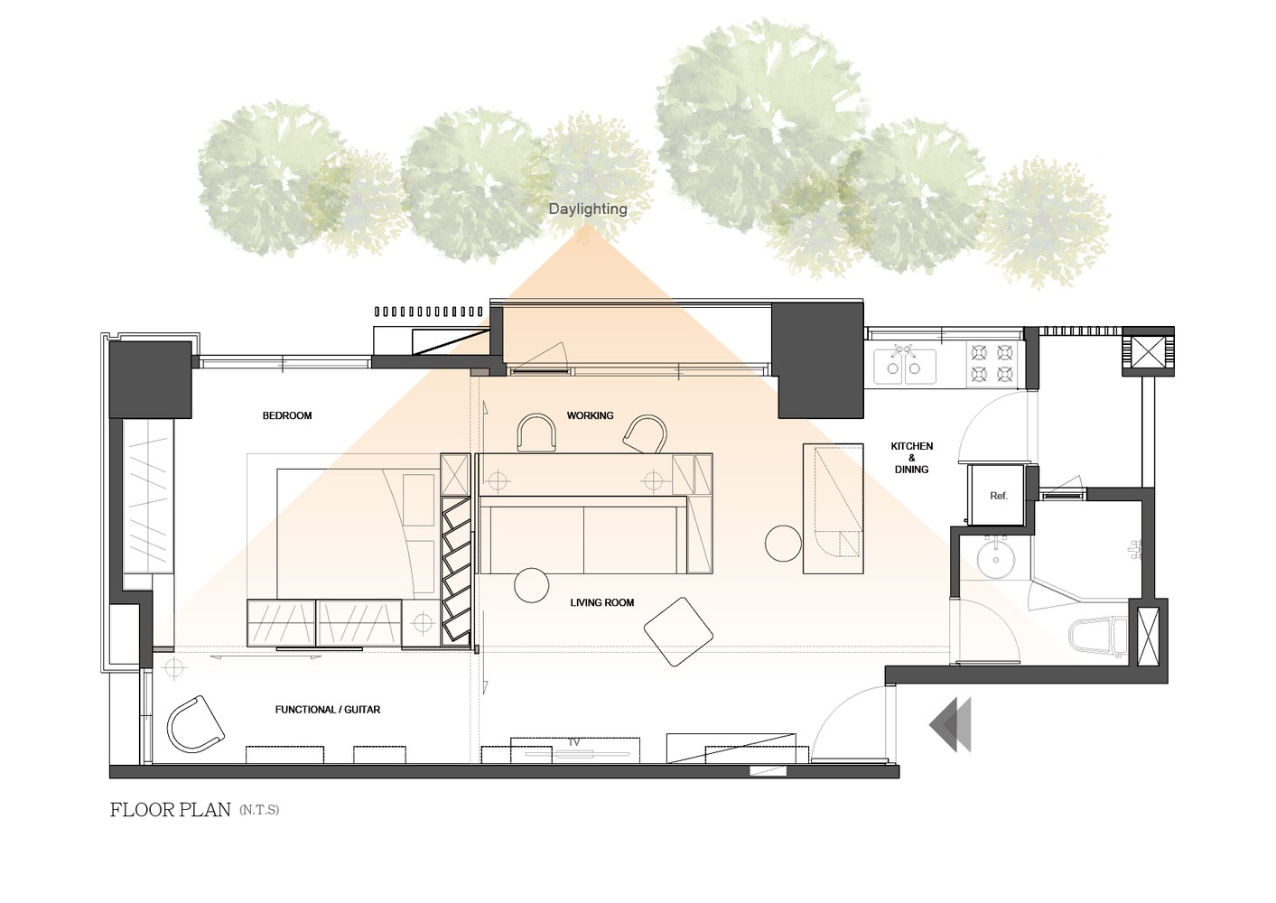 台北 45㎡简约小户型 | 动线环绕，自然光线引入-24