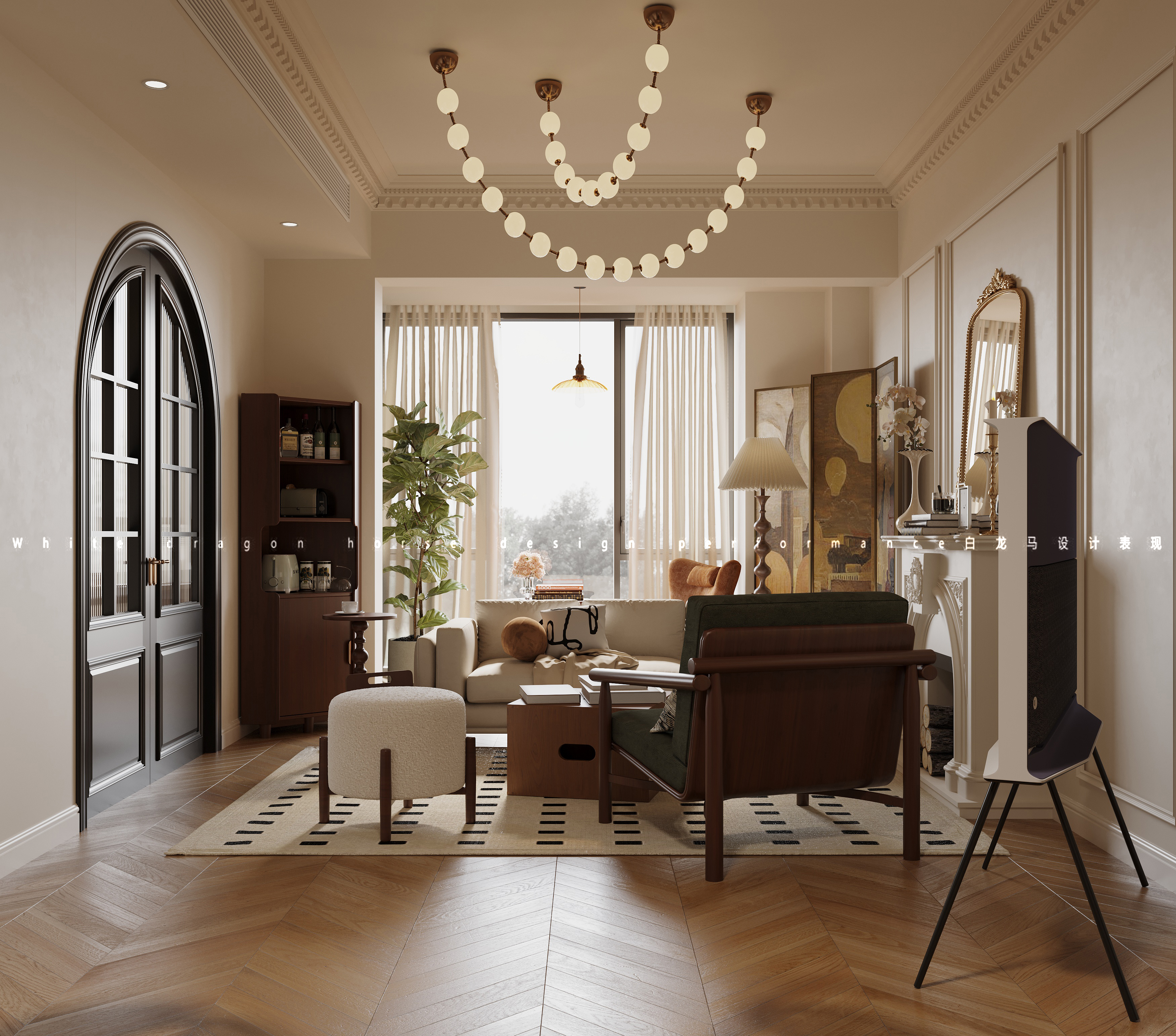 法式复古客餐厅—白龙马效果图-13