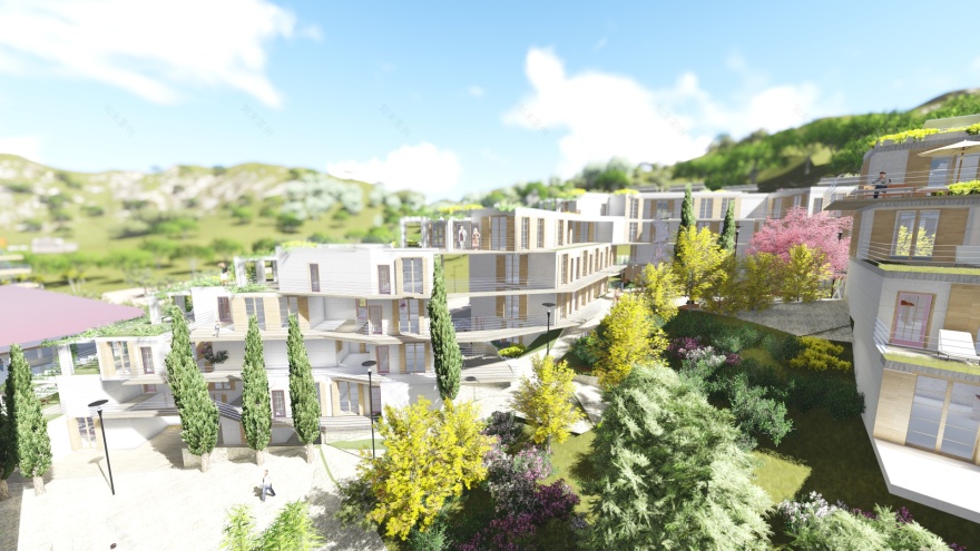 山坡上的绿色商业综合体-0