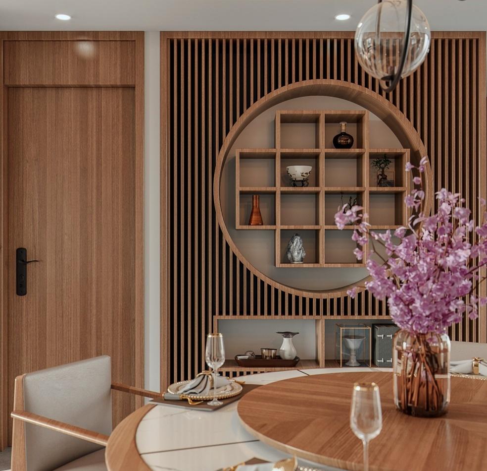 新中式家居设计 | 双 L 造型电视背景、无主灯设计-12