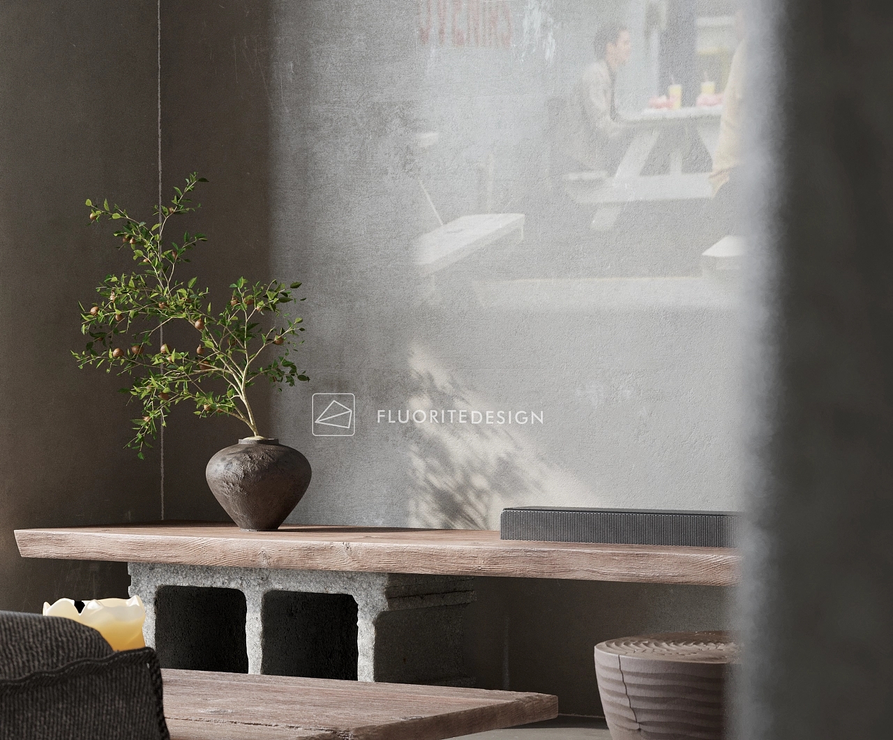 斑驳墙面的震撼美侘寂风设计案例丨FLUORITEDESIGN-13