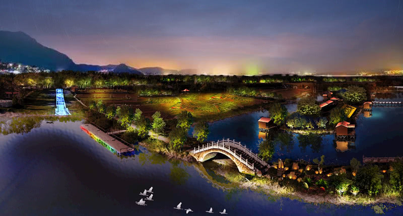 公园夜游景区夜景灯光设计案例效果图-8