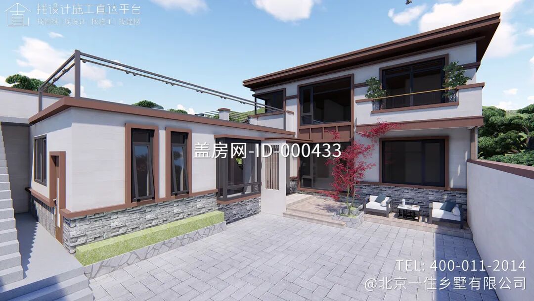 【设计师案例】土建参考造价68万，面宽13.4m×进深18m北京密云二层新中式别墅-44