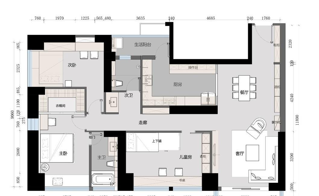 80m²两室简美房,功能齐全且充满仪式感-0