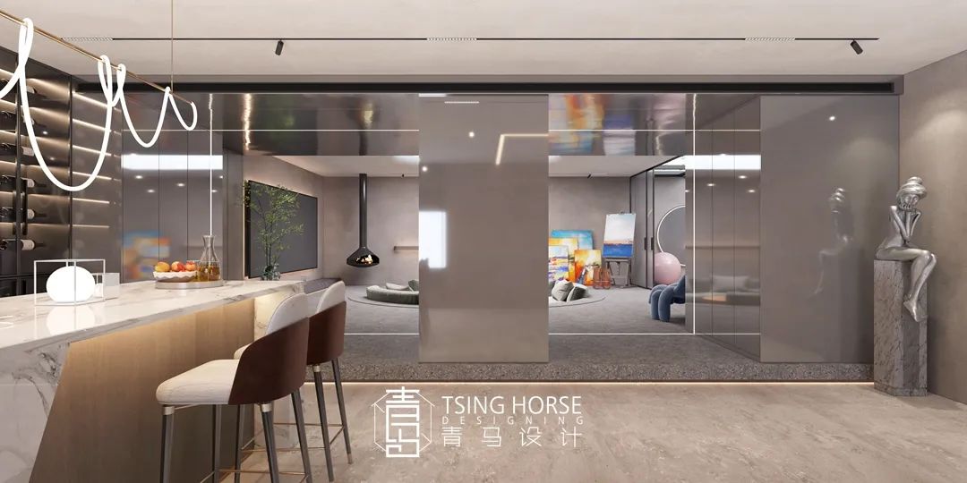曲江风景线复式设计丨青马别墅空间设计-56