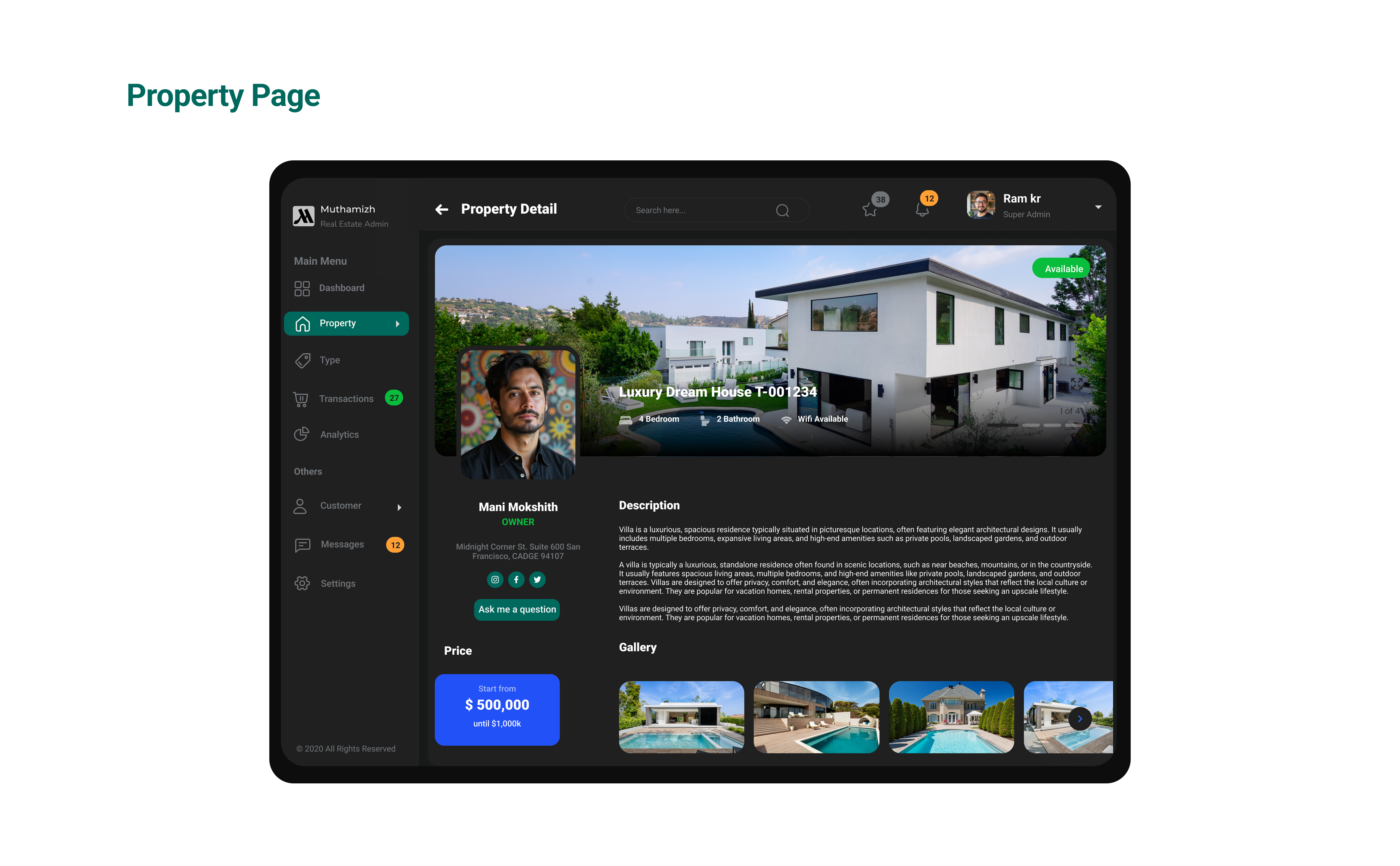 Muthamizh-Real Estate admin Dashboard-13