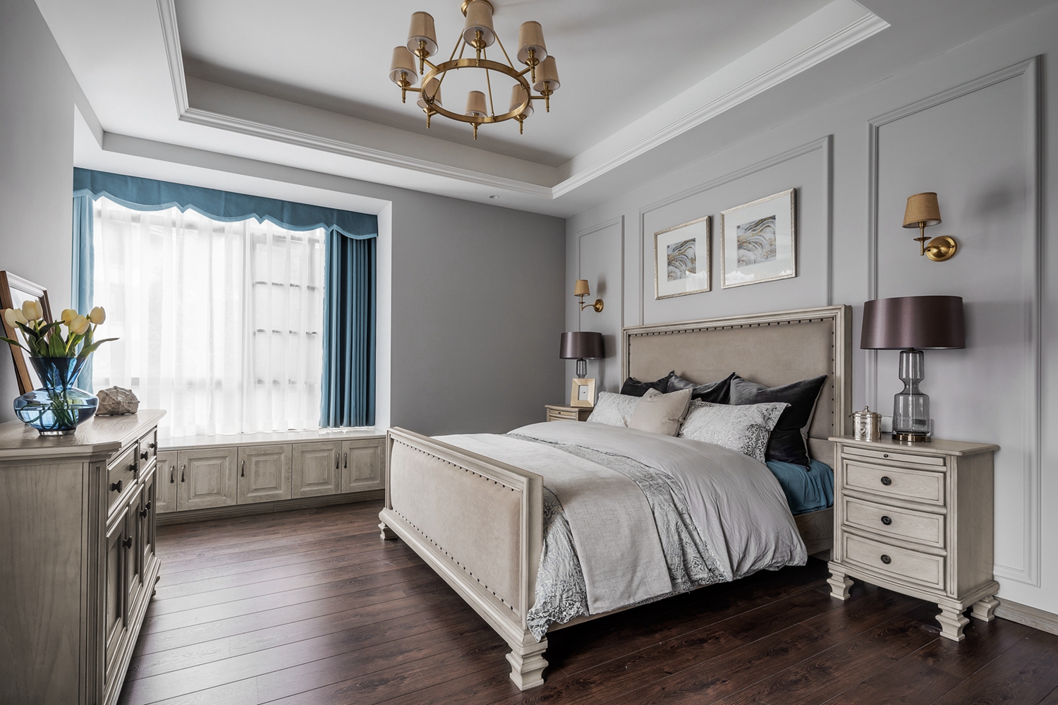 宏福樘设计丨平层丨200㎡美式复古混搭,延续经典爱情故事里的生活日常-47