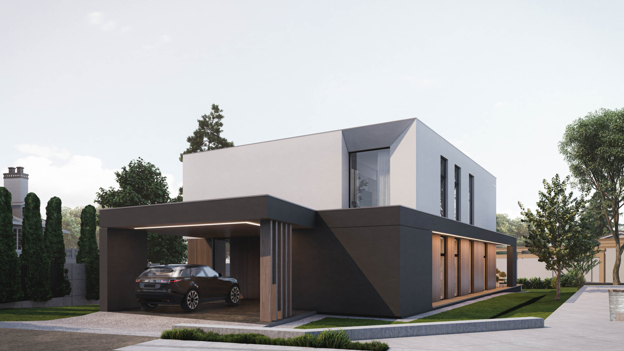 Динамичный современный коттедж 345м² — портфолио бюро ARXY-15