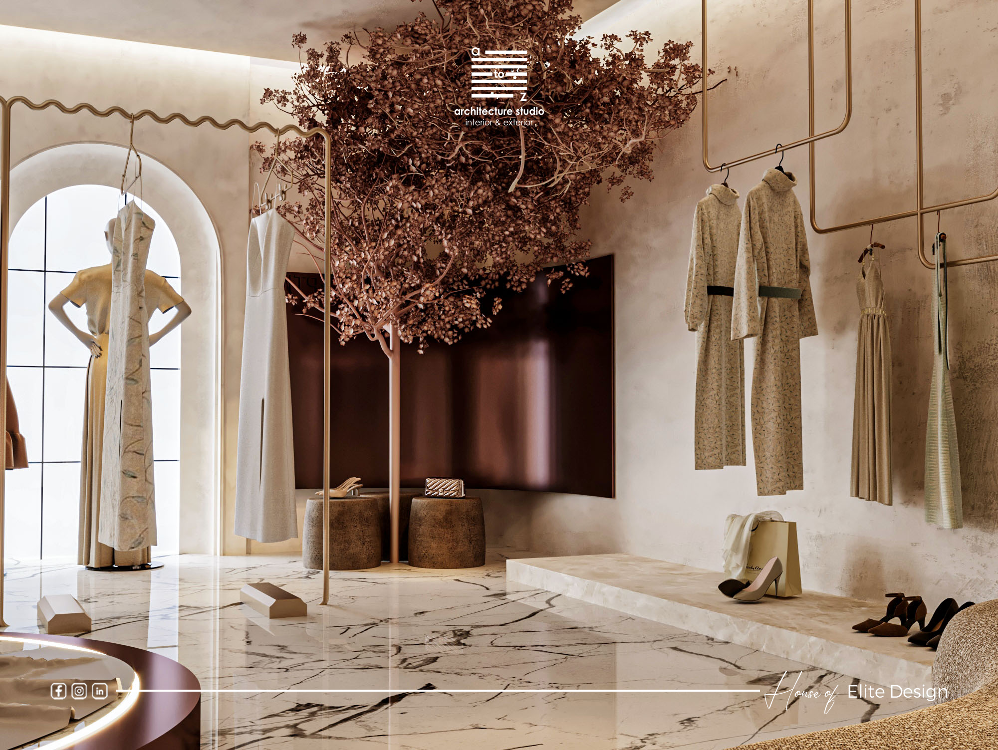 bridal 意为新娘的；婚礼的，atelier 意为工作室；画室；制作室，所以Bridal Atelier可译为婚纱礼服工作室  丨埃及丨A2Z Architects™-18