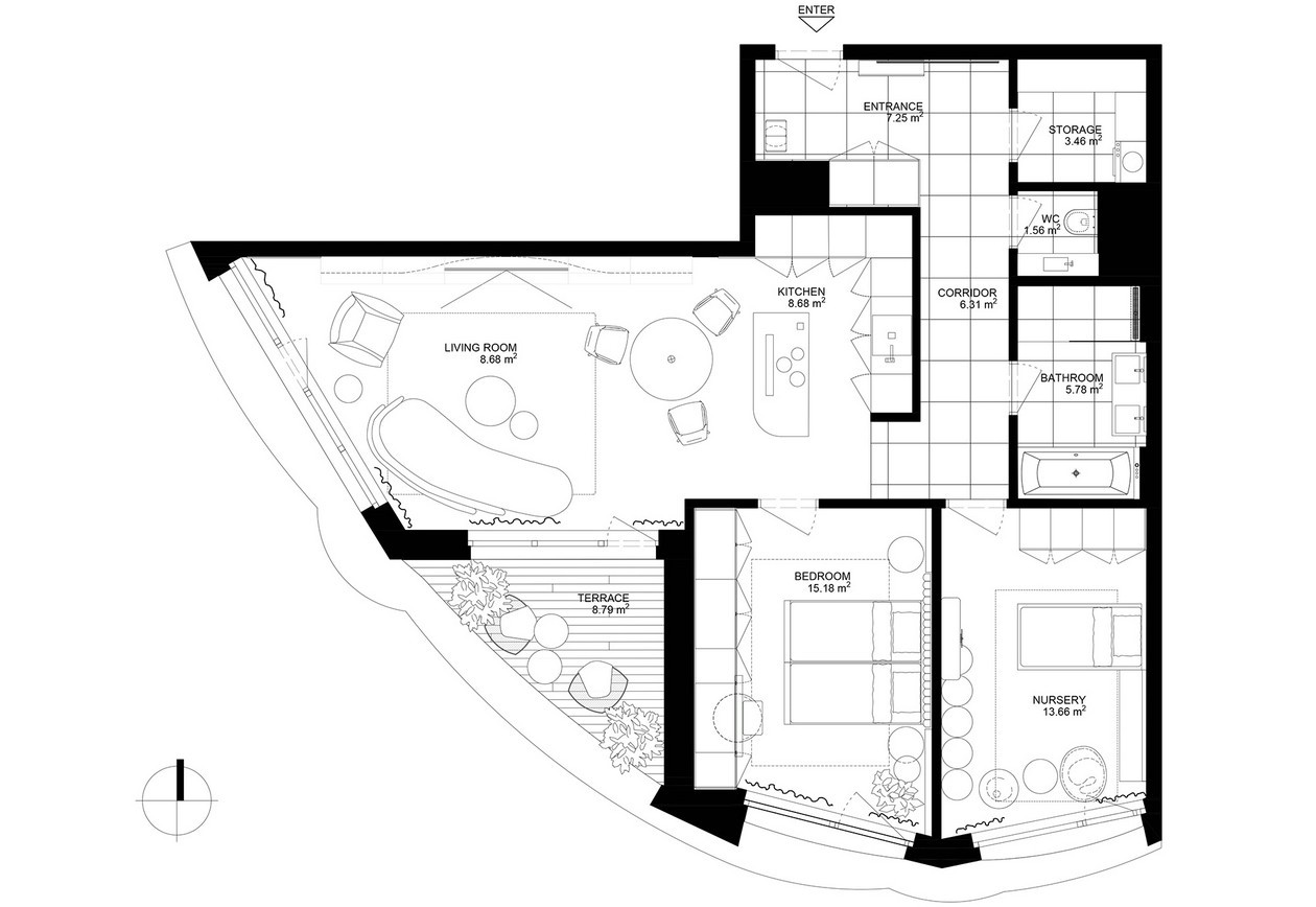 圆润流畅的线条构建出舒适的住宅空间-0