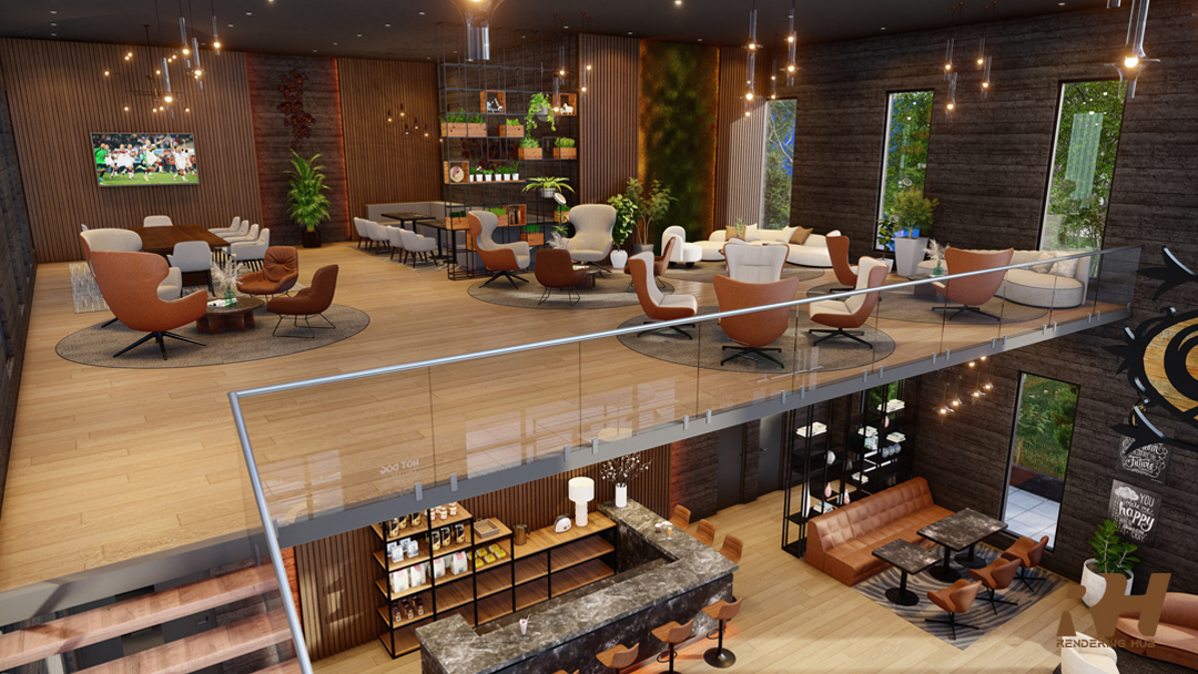 餐厅室内设计与 3D 渲染-11