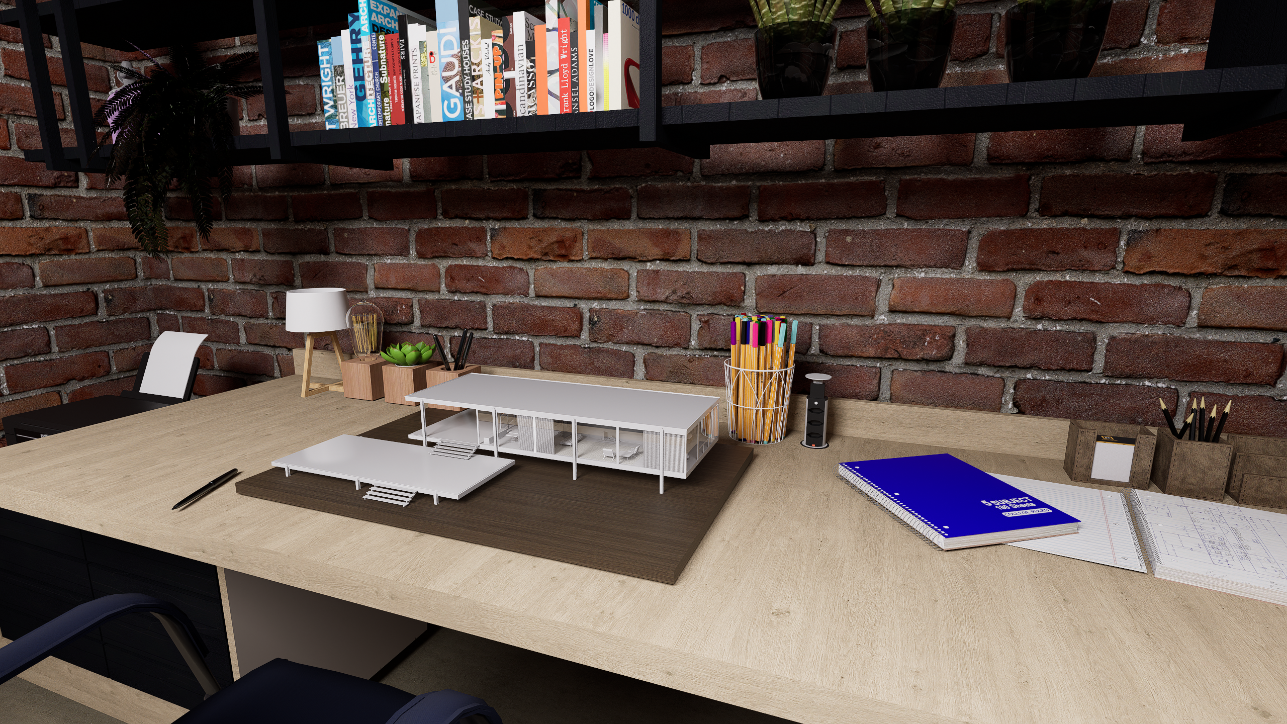 RENDER MAQUETA - FRANSWORTH HOUSE DE MIES VAN DER ROHE-8