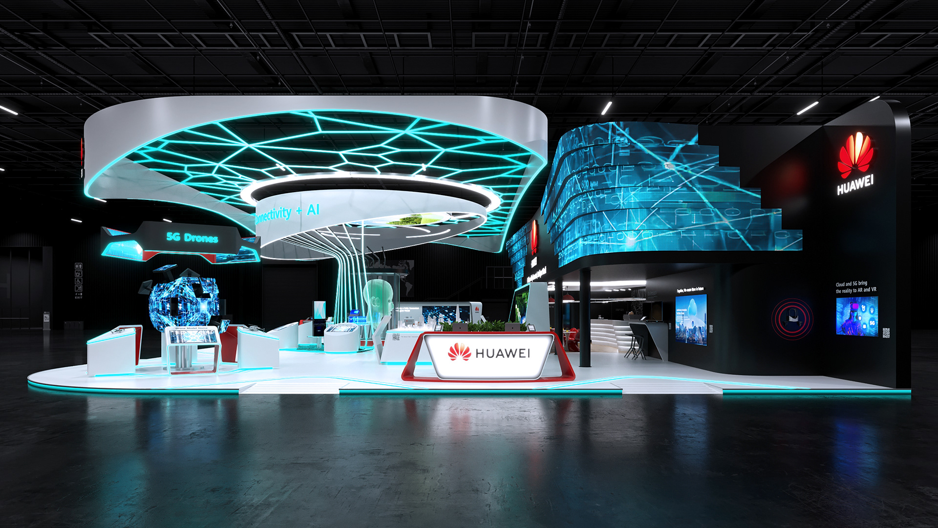 华为智能世界主题展览展位设计-9