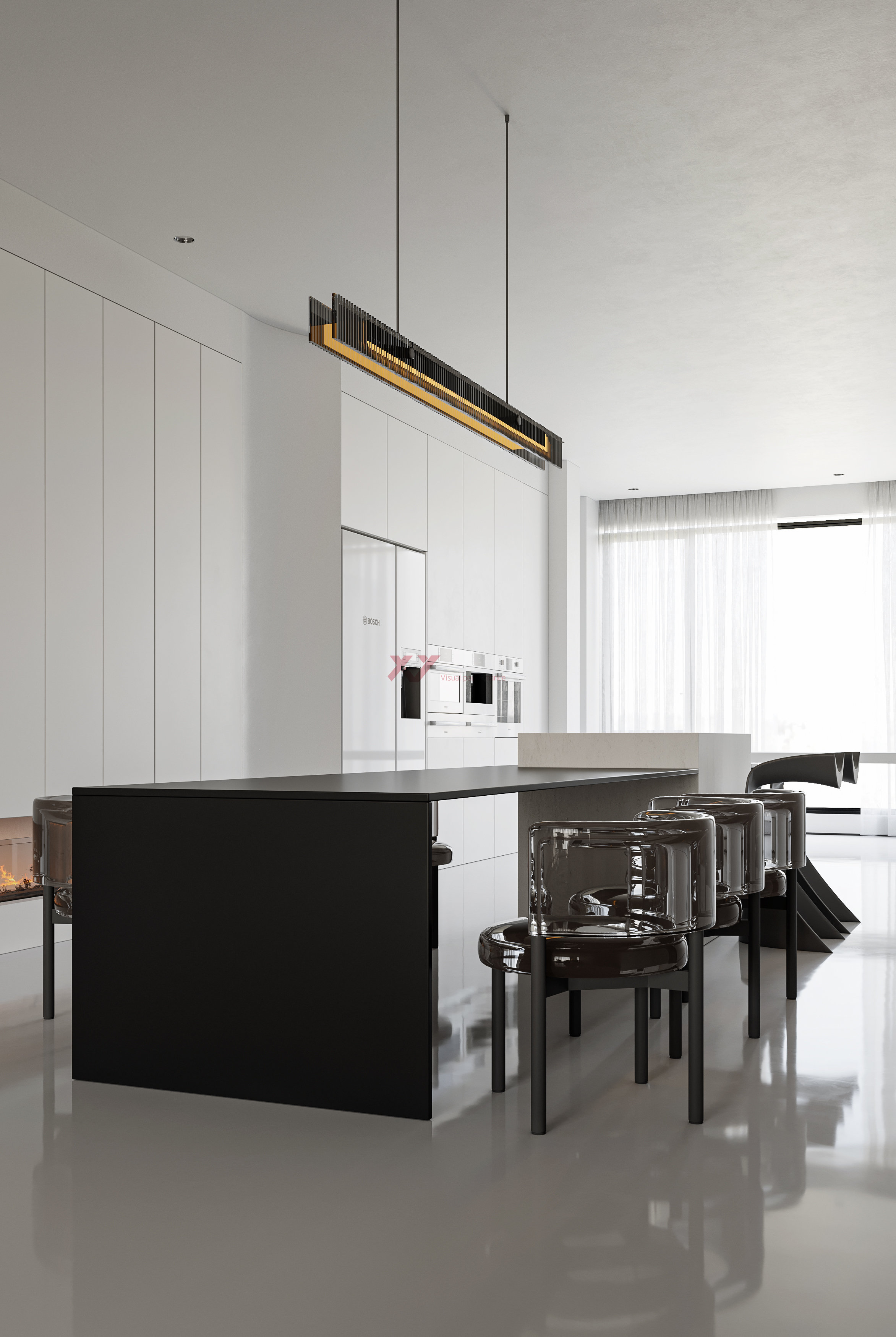 家装/现代黑百灰设计效果图表现-7