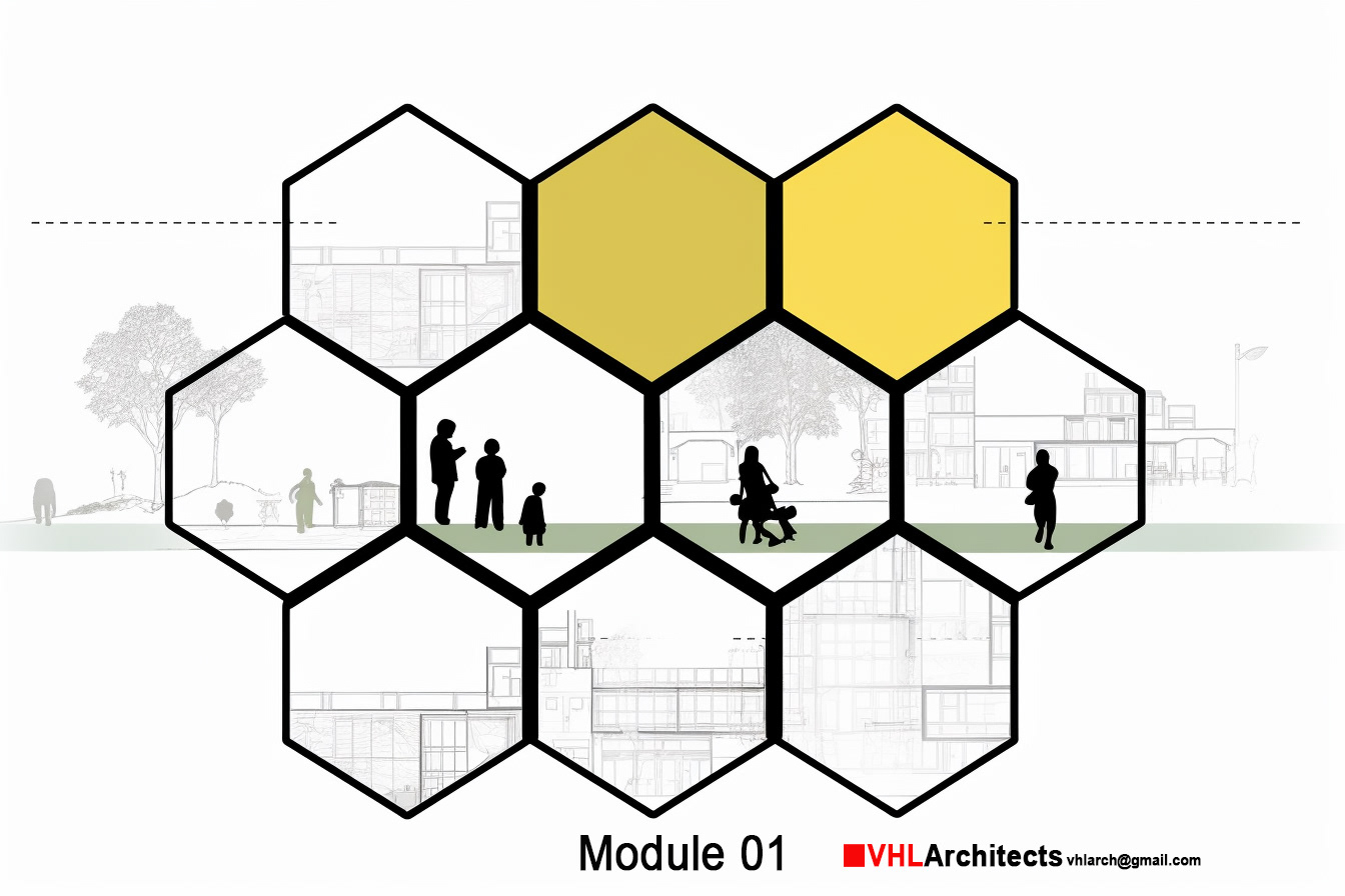 Mult colective housing with hexagonal structure-14