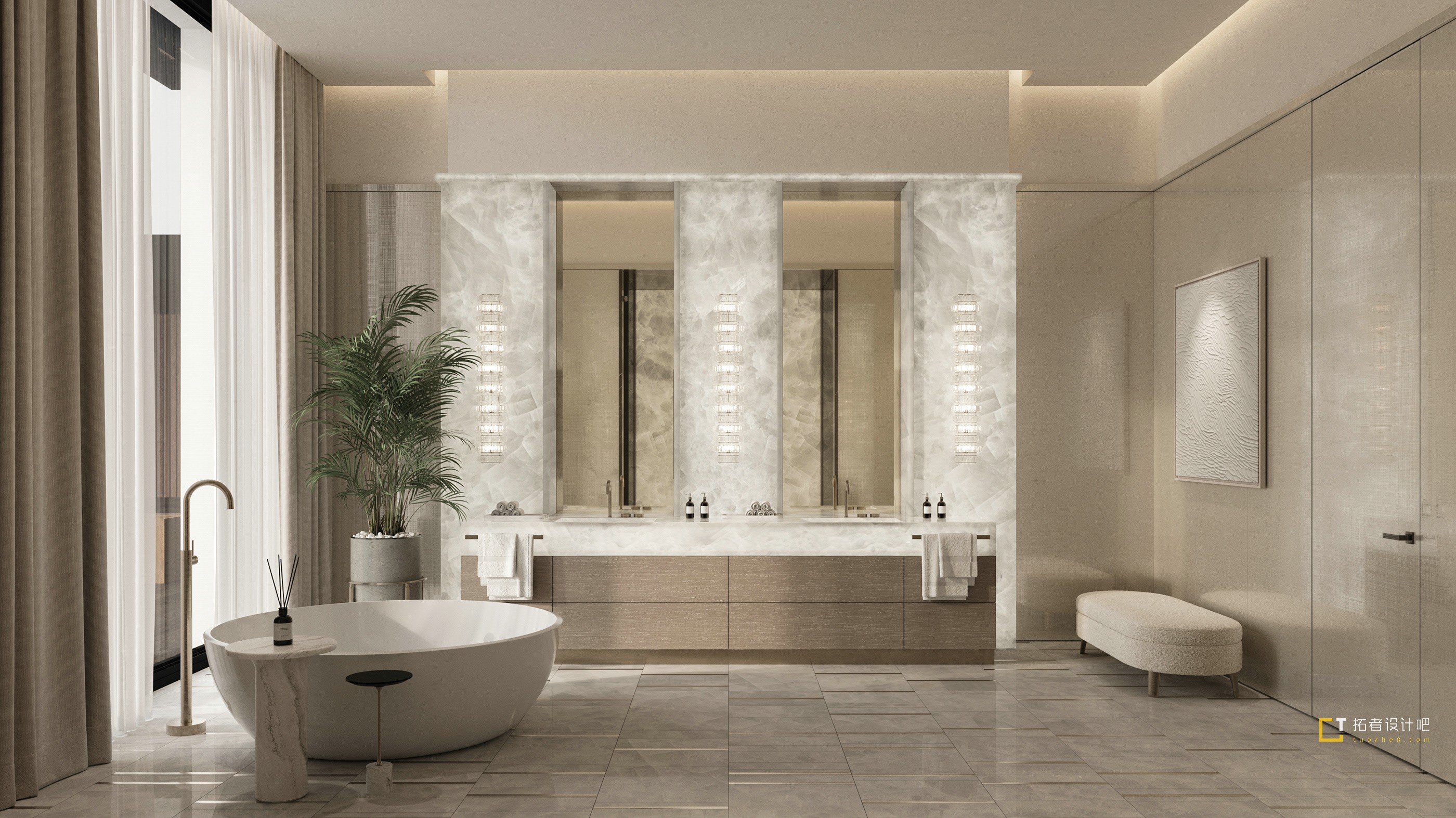 1000平 现代挑空别墅设计！-16