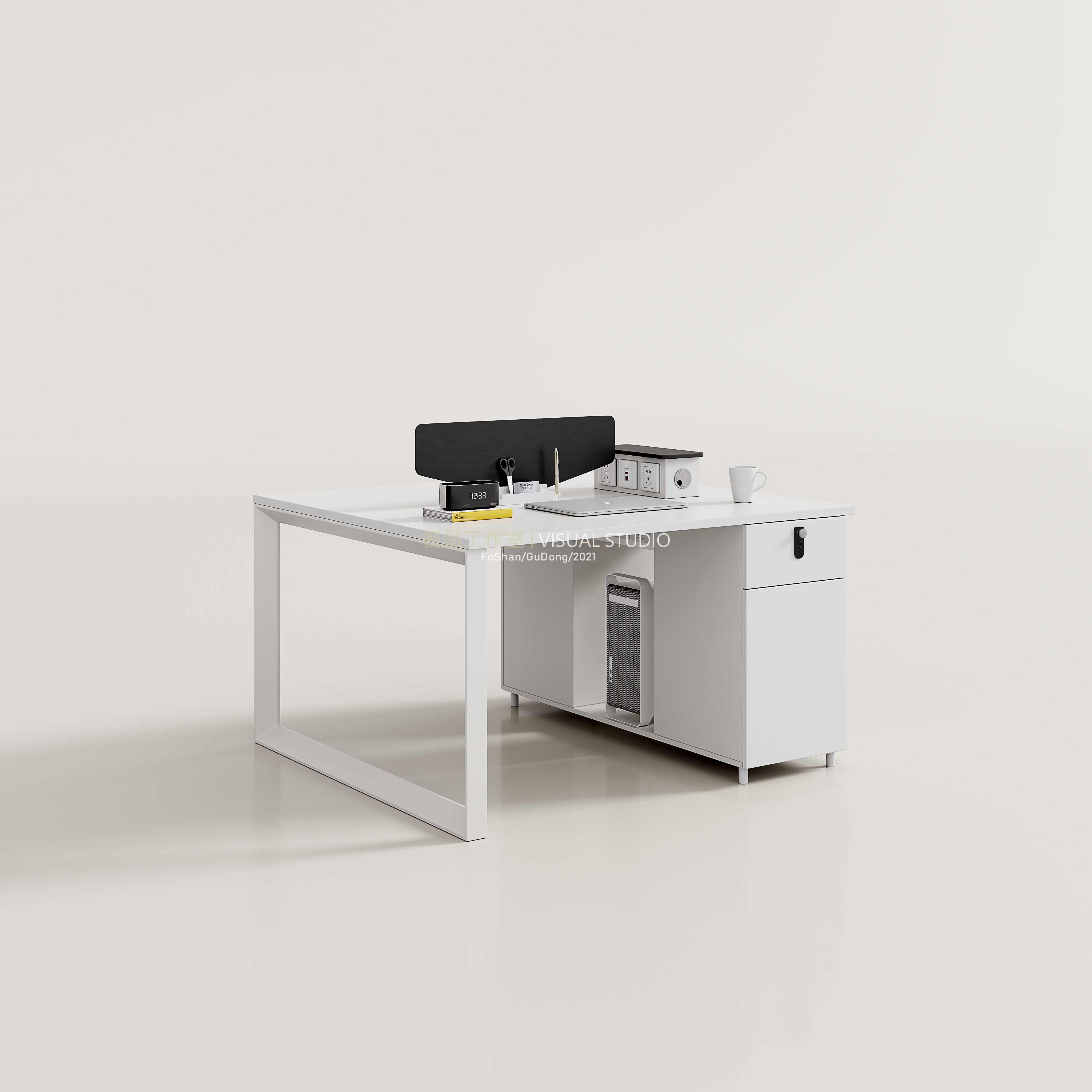 轻奢极简老板桌/职员桌效果整合-45