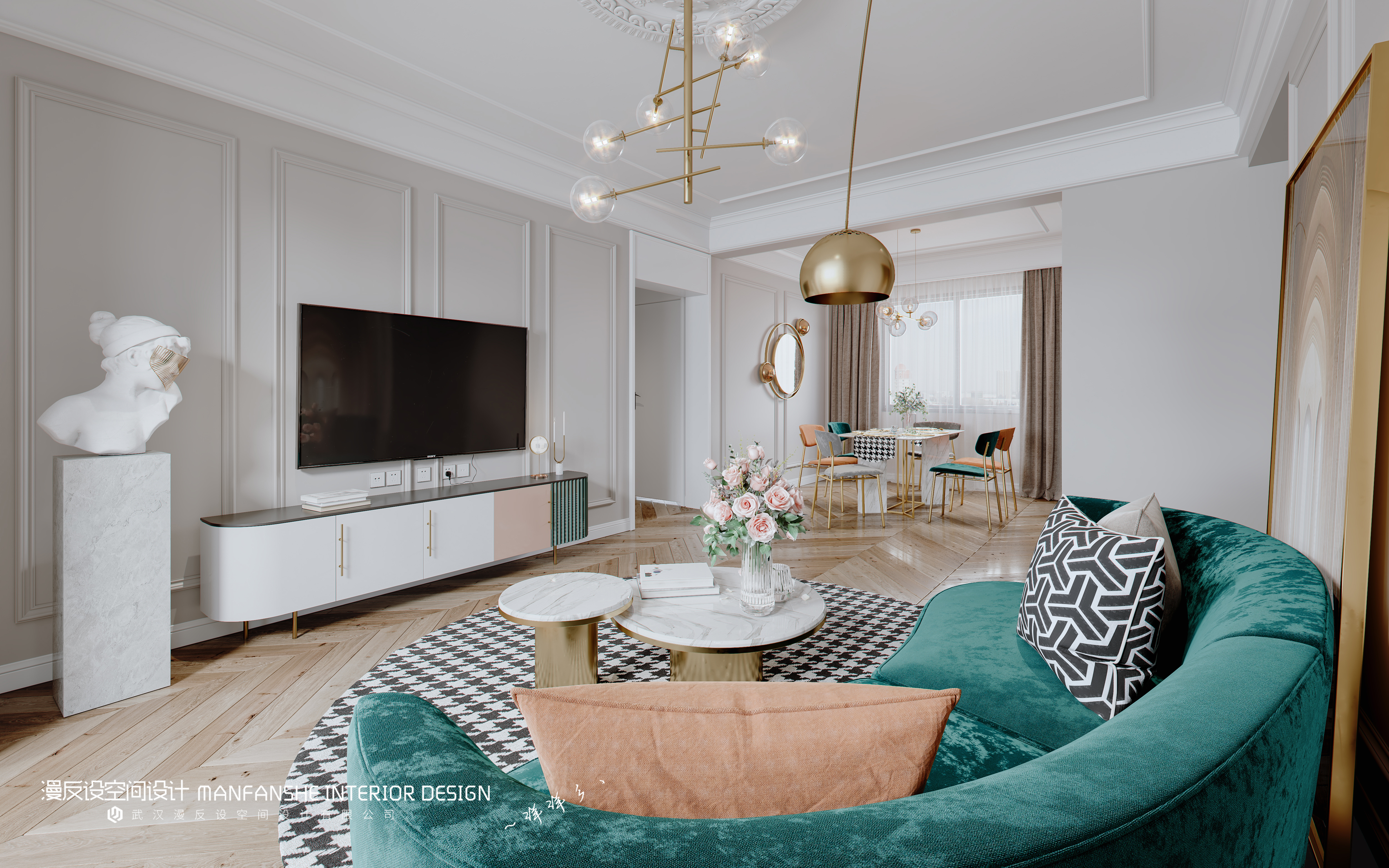 "VR 轻奢风"客餐厅设计，品味生活美学-4