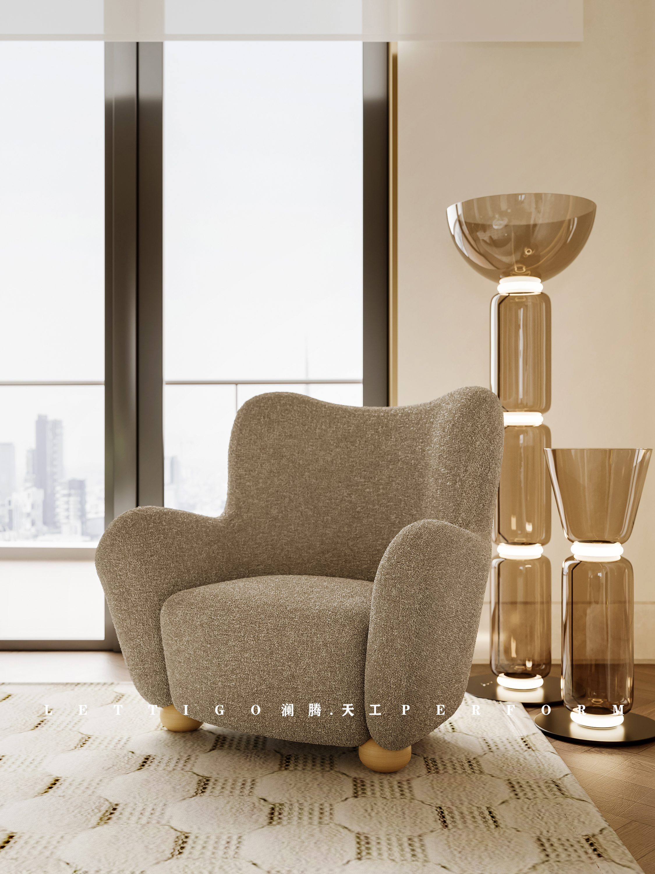 现代奶油法式复式住宅，温柔奶调+复古撞色，精致优雅-5