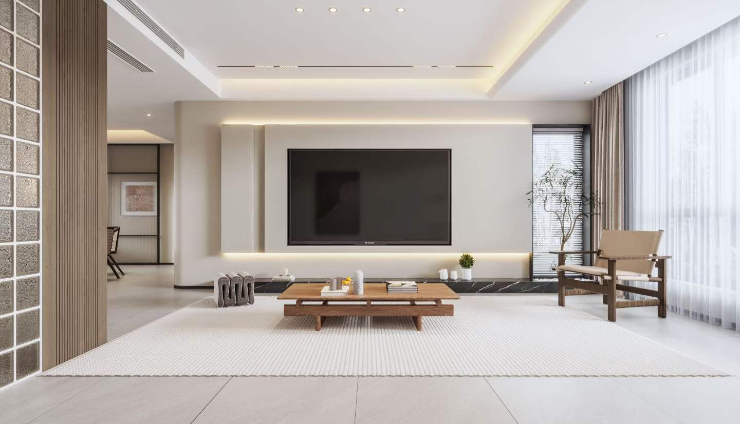 现代别墅轻奢风格客餐厅效果图表现-0