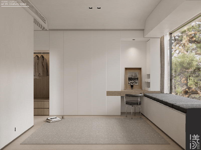 纯白与木色完美平衡,天然肌理邂逅简约线条,诠释意式极简静谧之家丨深圳漾空间设计有限公司-64