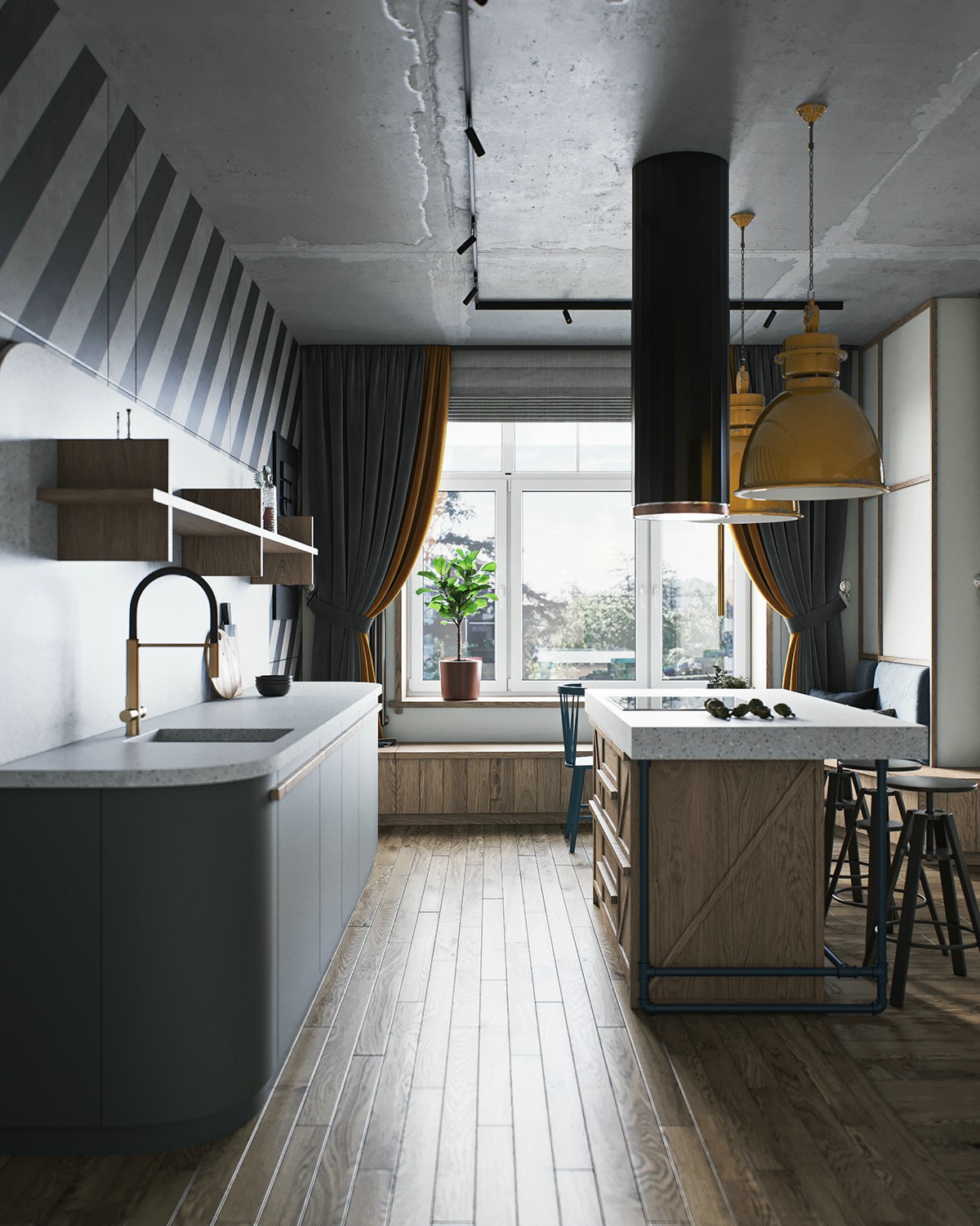 97平米 圣彼得堡工业风空间设计-13