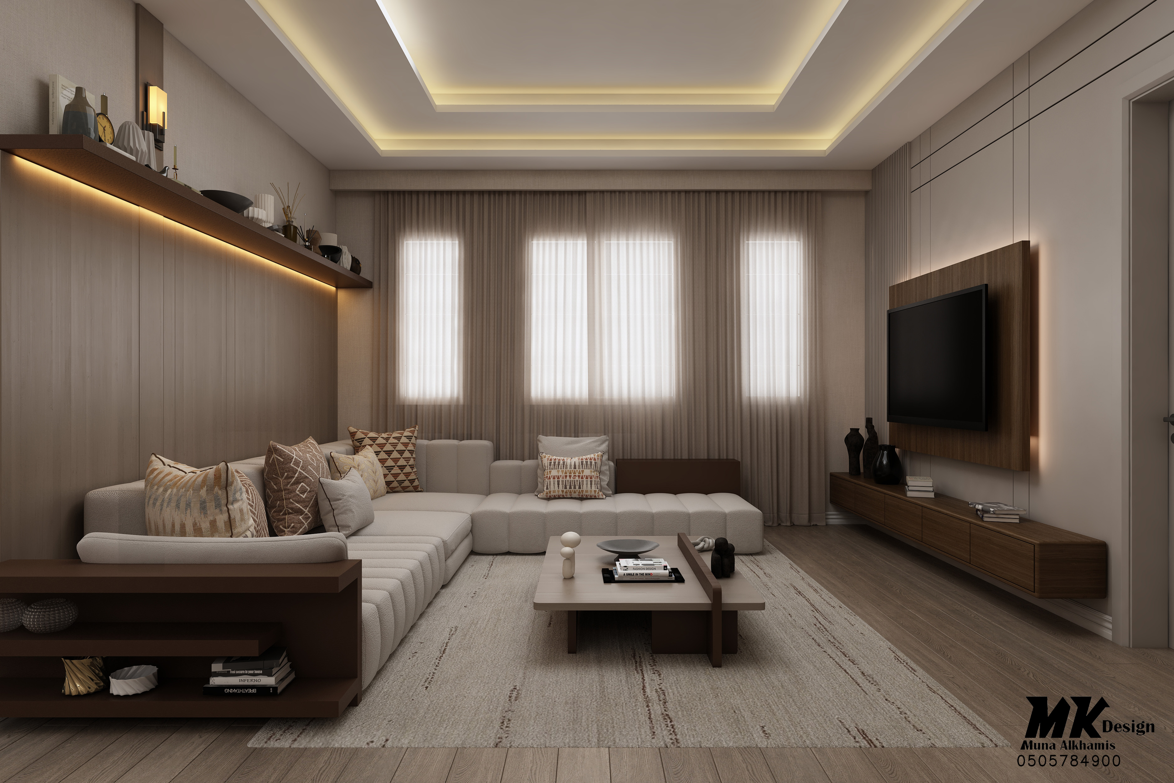 现代家庭客厅设计丨Muna Al khamis Design,Mk design-18