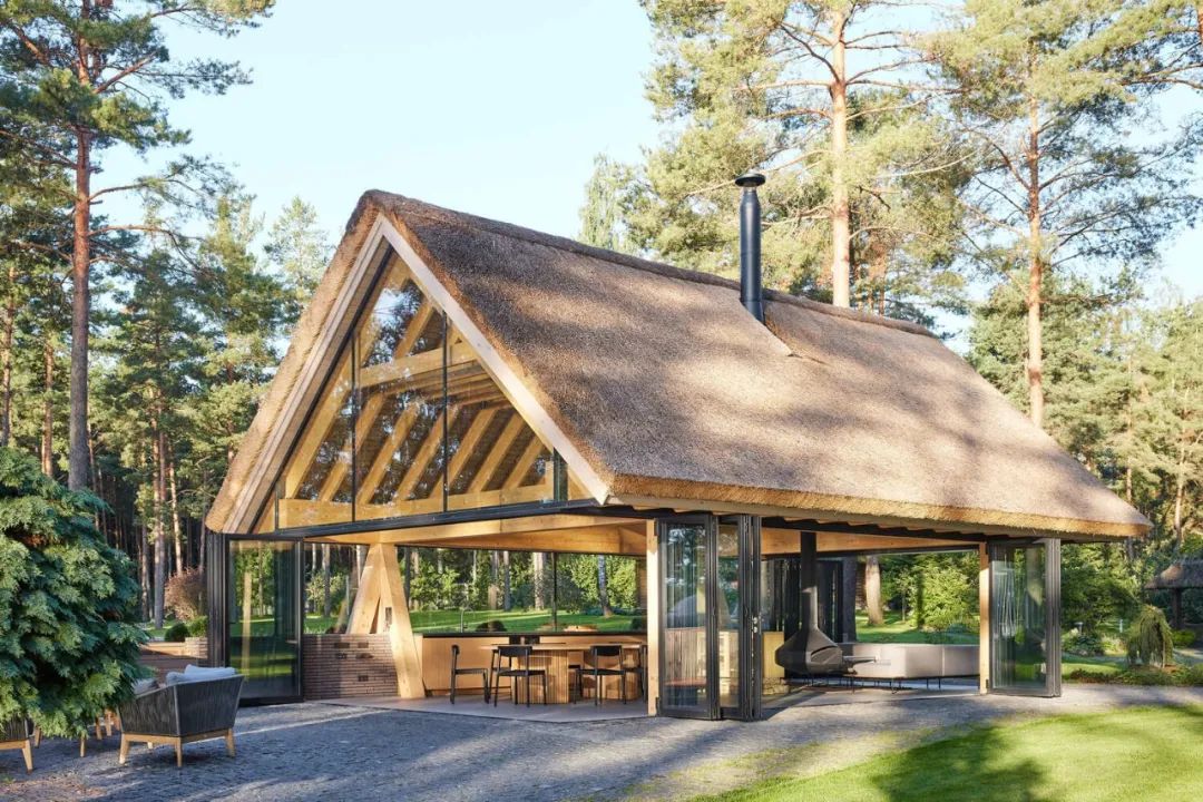 湖边森林中的钢构游泳池房丨立陶宛-22