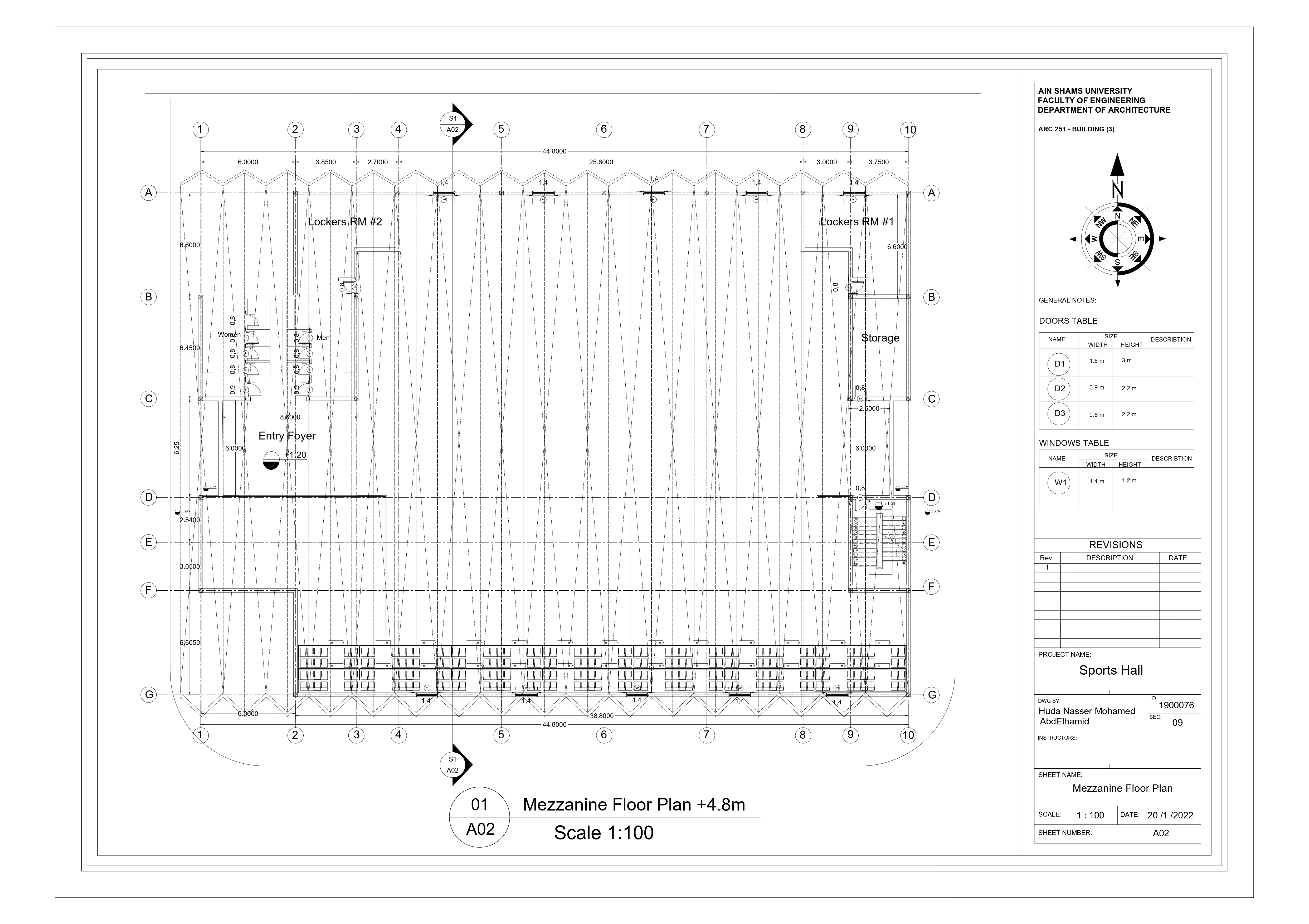 斯波茨大厅·工作图纸丨Ain Shams 大学工程学院建筑系-4