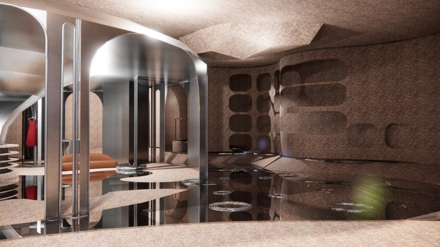 服装店室内装饰 水滴飞溅与洞穴概念设计-2