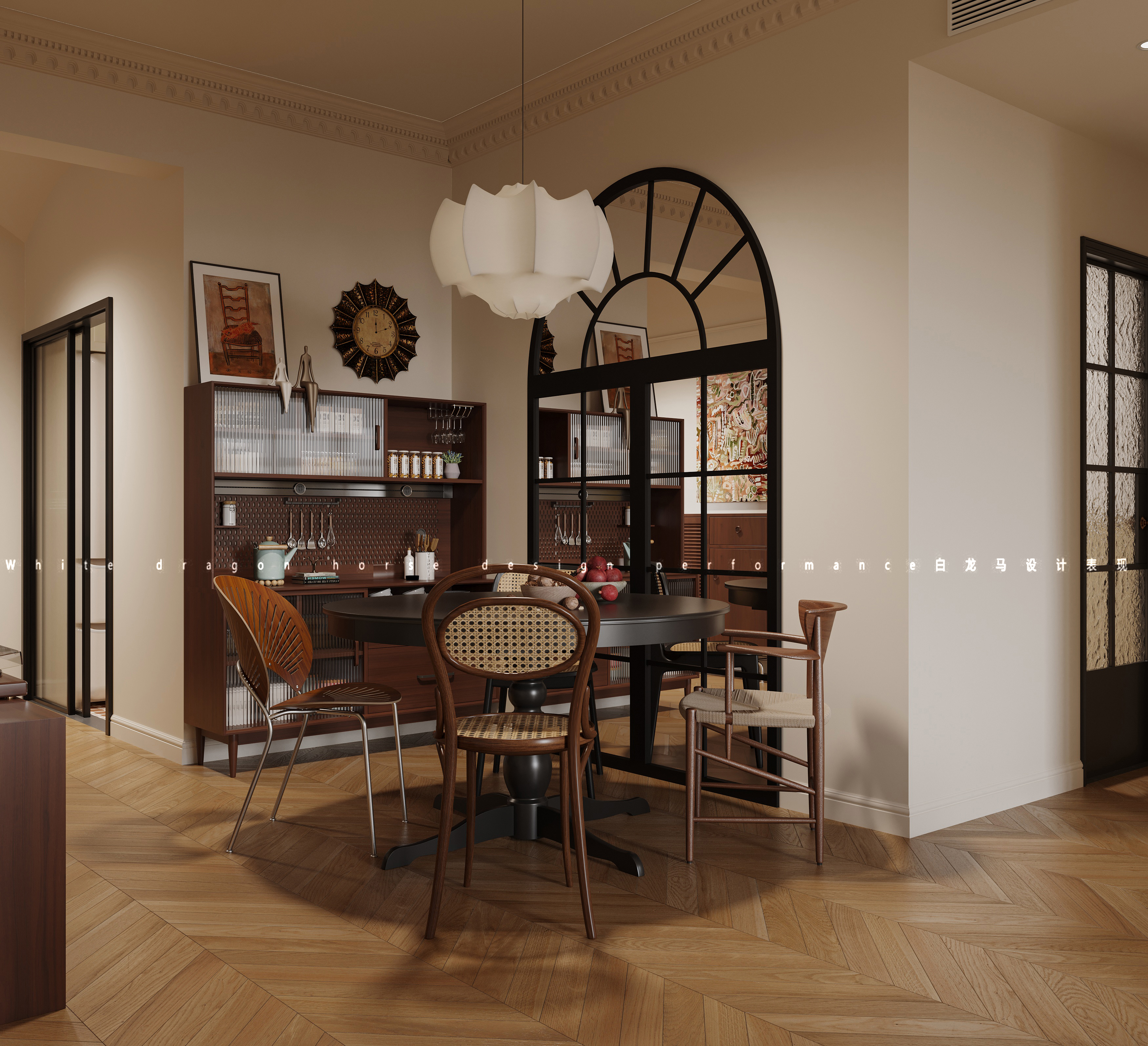法式复古客餐厅—白龙马效果图-4