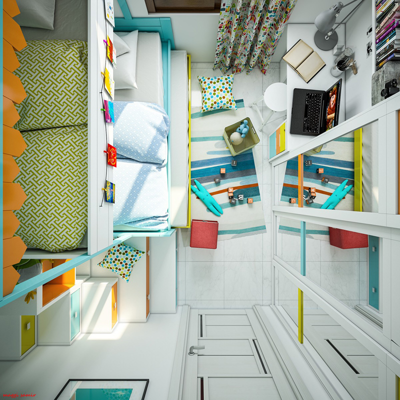 色彩鲜艳和现代的儿童卧室设计思路-15