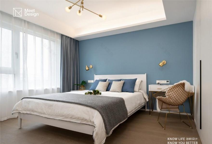 学区房变清新北欧居,蓝色元素打造个性空间-13