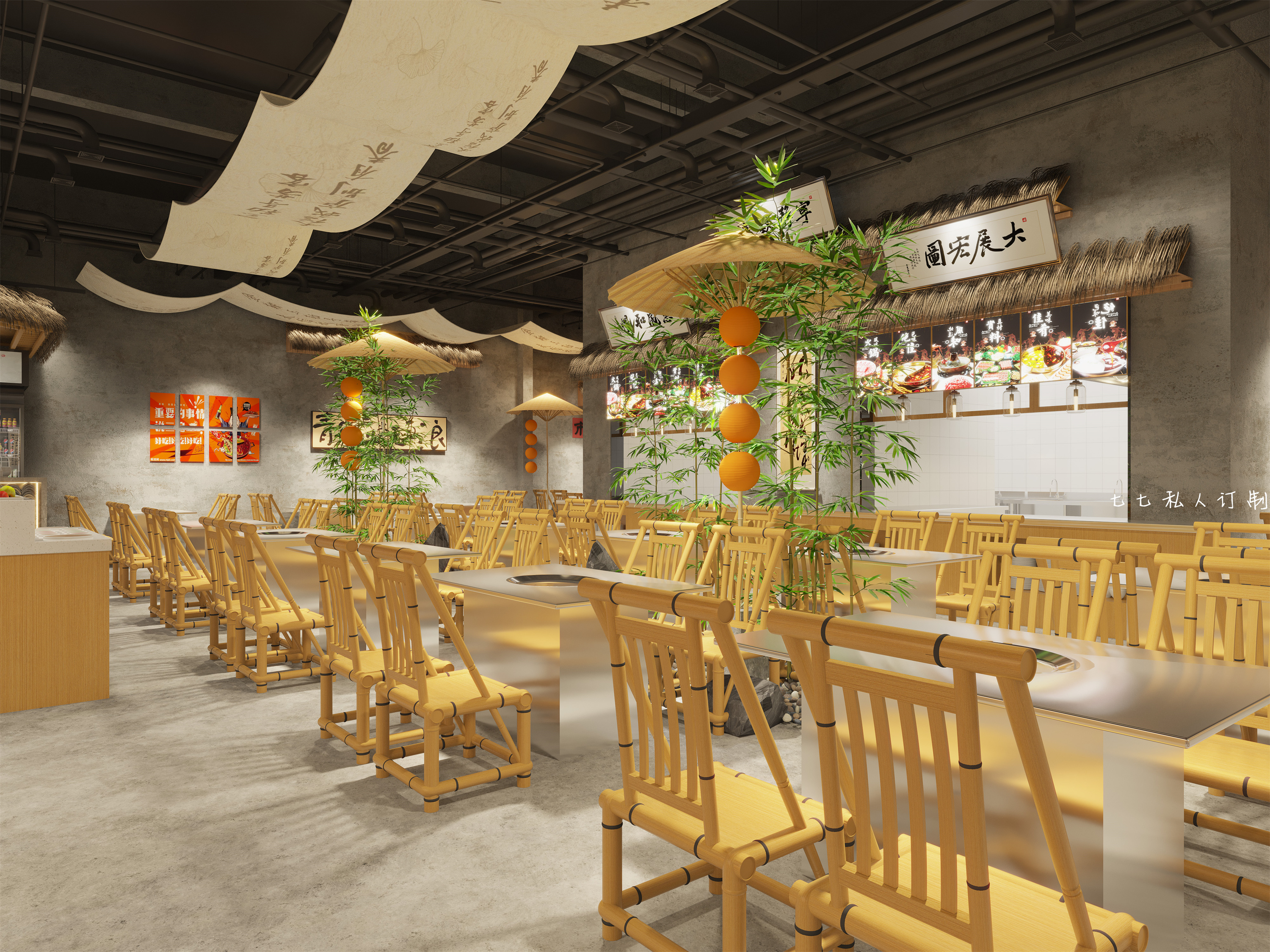 火锅店设计 — 精致感与烟火气之间的融合！-4