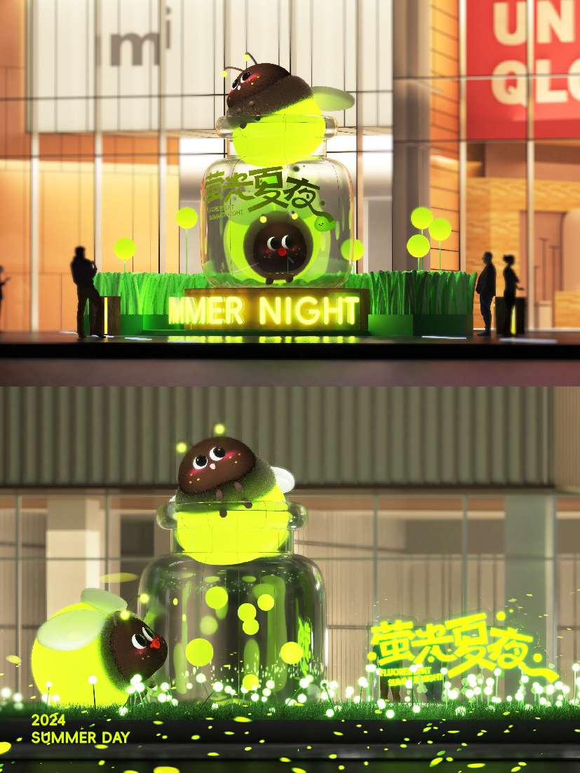 夏天来了！美爆了的萤火虫互动美陈装置-1