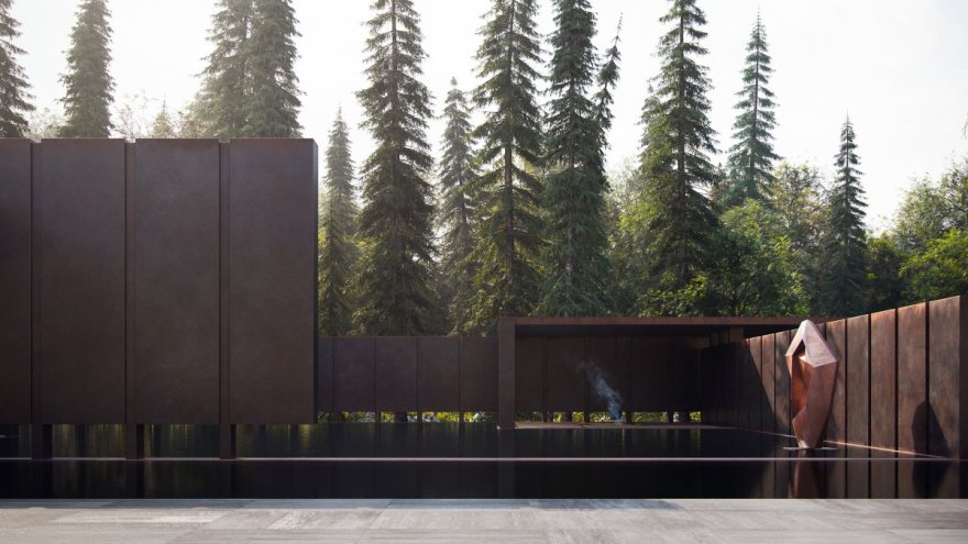 悬浮之居 | 耐候钢、陶瓷与玻璃的艺术融合-11