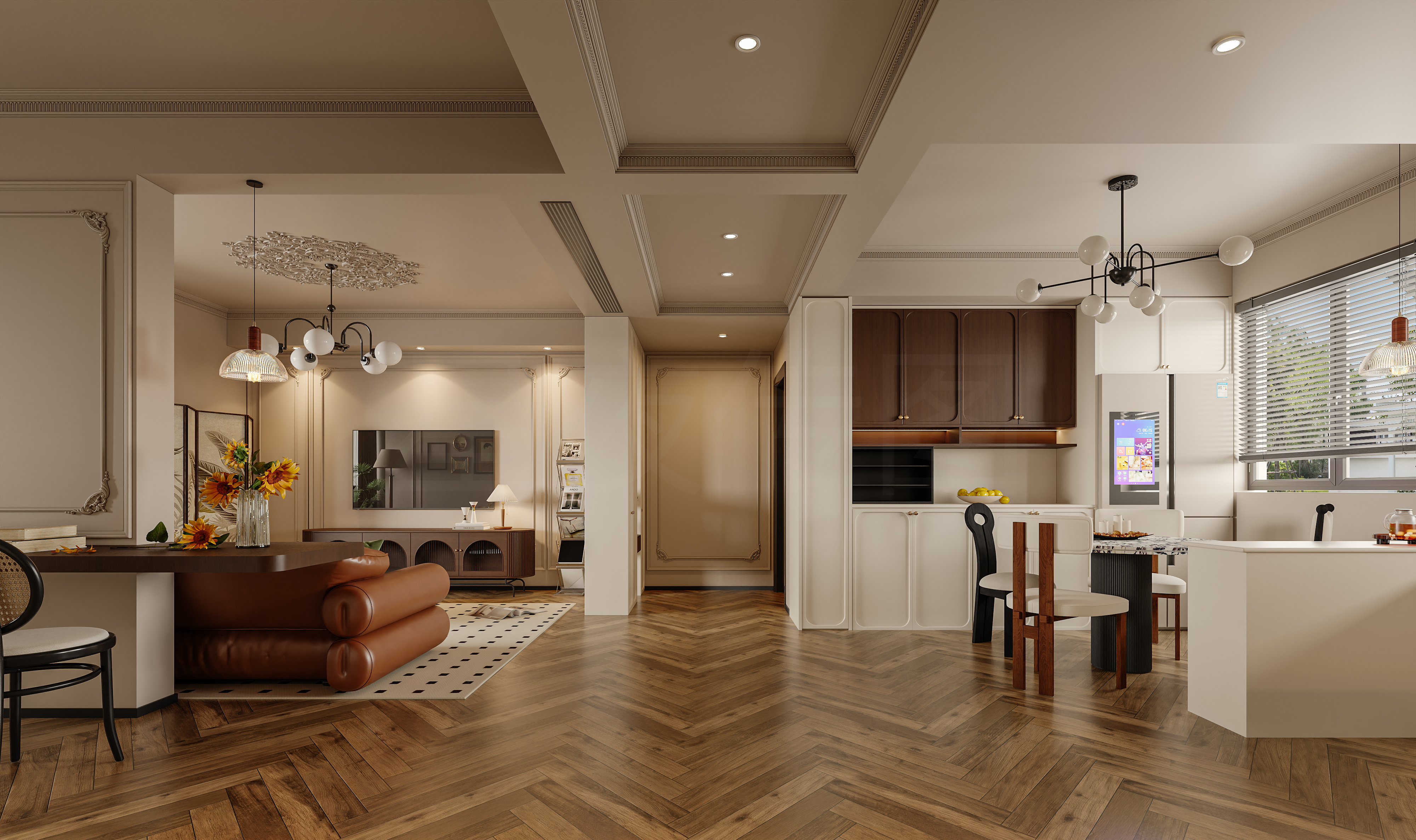 复古红砖 × 实木柜｜美式家装效果图-5