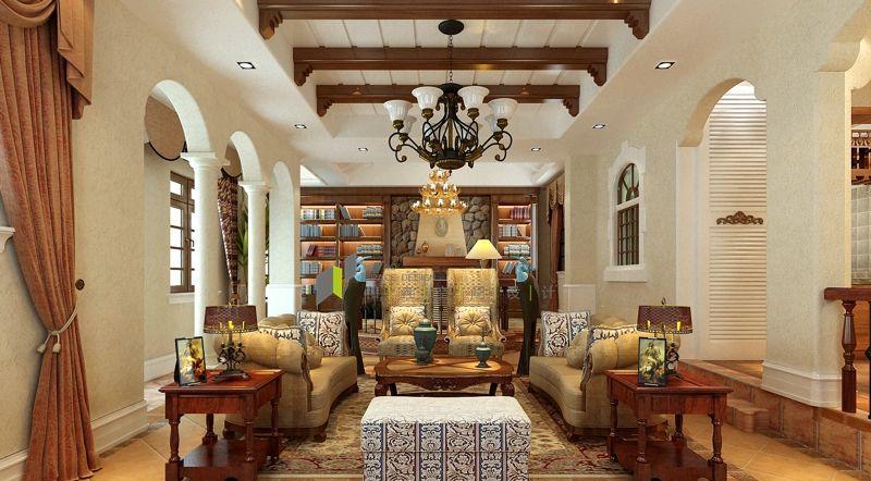 济南玫瑰园500平美式乡村风格装修设计-9