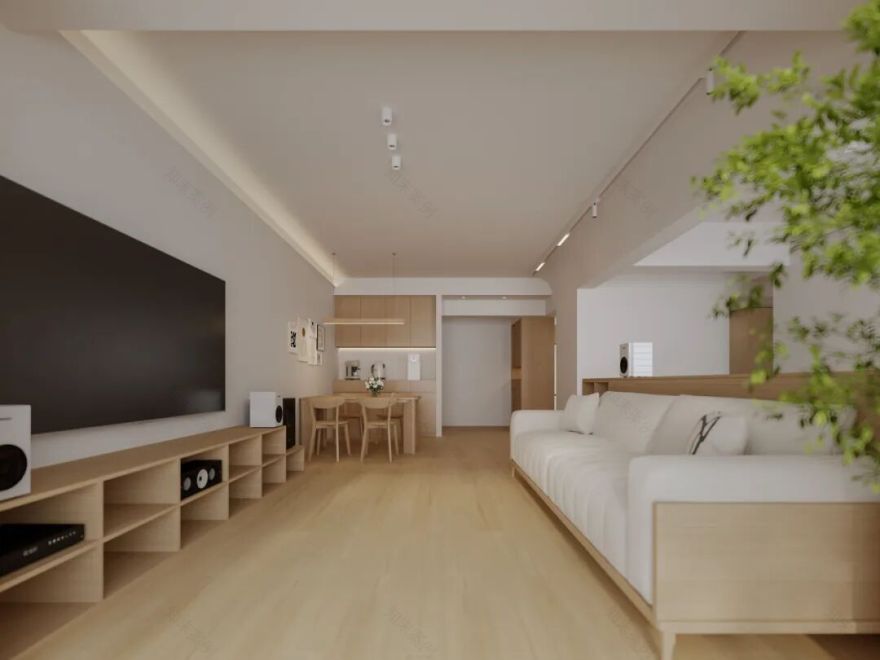 原木与极简的对话:100㎡的家,藏着一个会呼吸的家庭影院-16