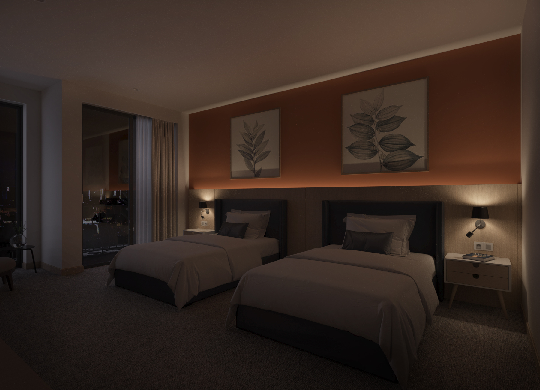 Hotel Room Interior Design. Twin rooms.-10