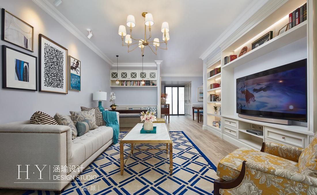 涵瑜设计丨平层书香独韵,盛世蓝颜-3