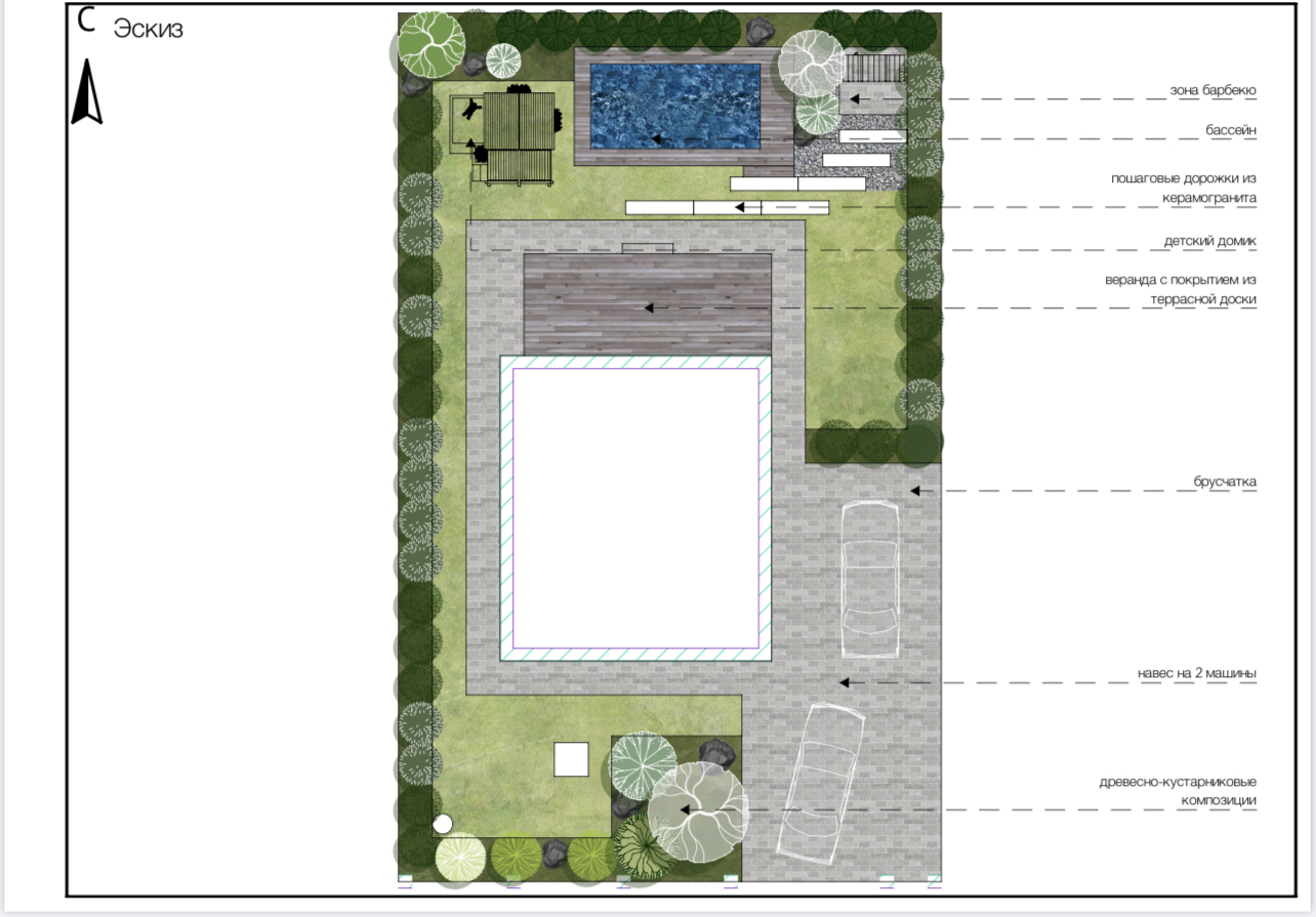 Ландшафтный проект участка 4 сотки в Краснодарском крае-0