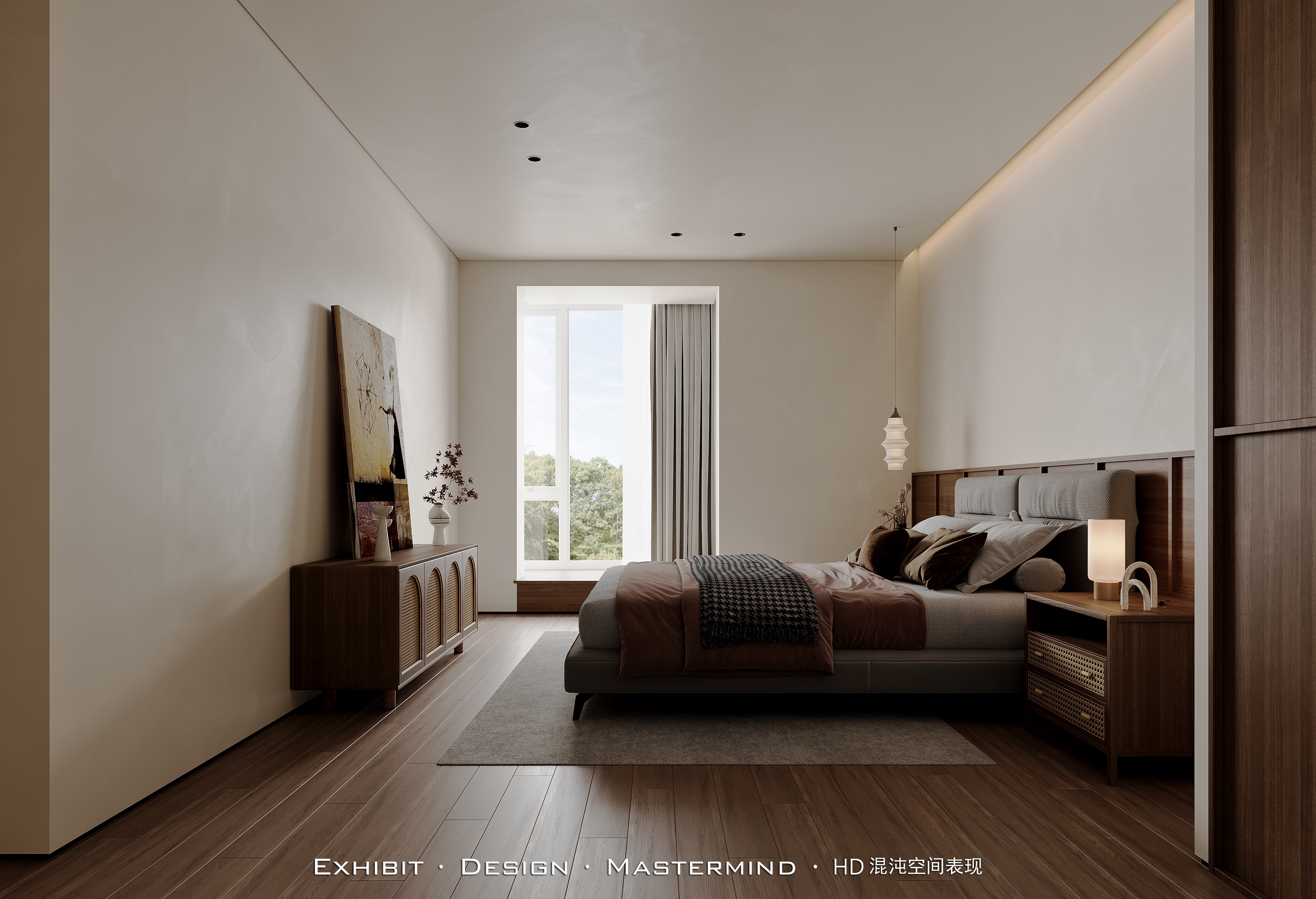 诧寂美学平层客餐厅效果丨混沌空间视觉表现-7