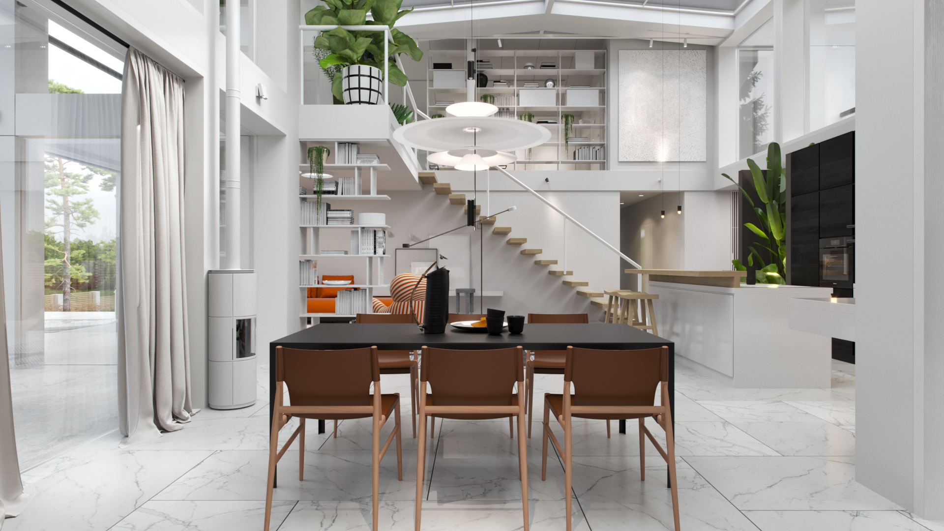 乌克兰现代半木屋的自然之光-1