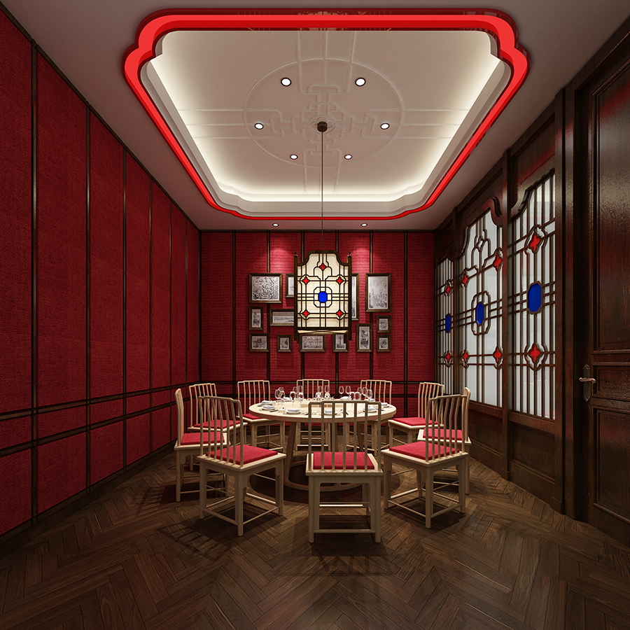 餐厅设计效果图中餐厅餐厅包间包房小吃店面馆工业主题餐厅-18