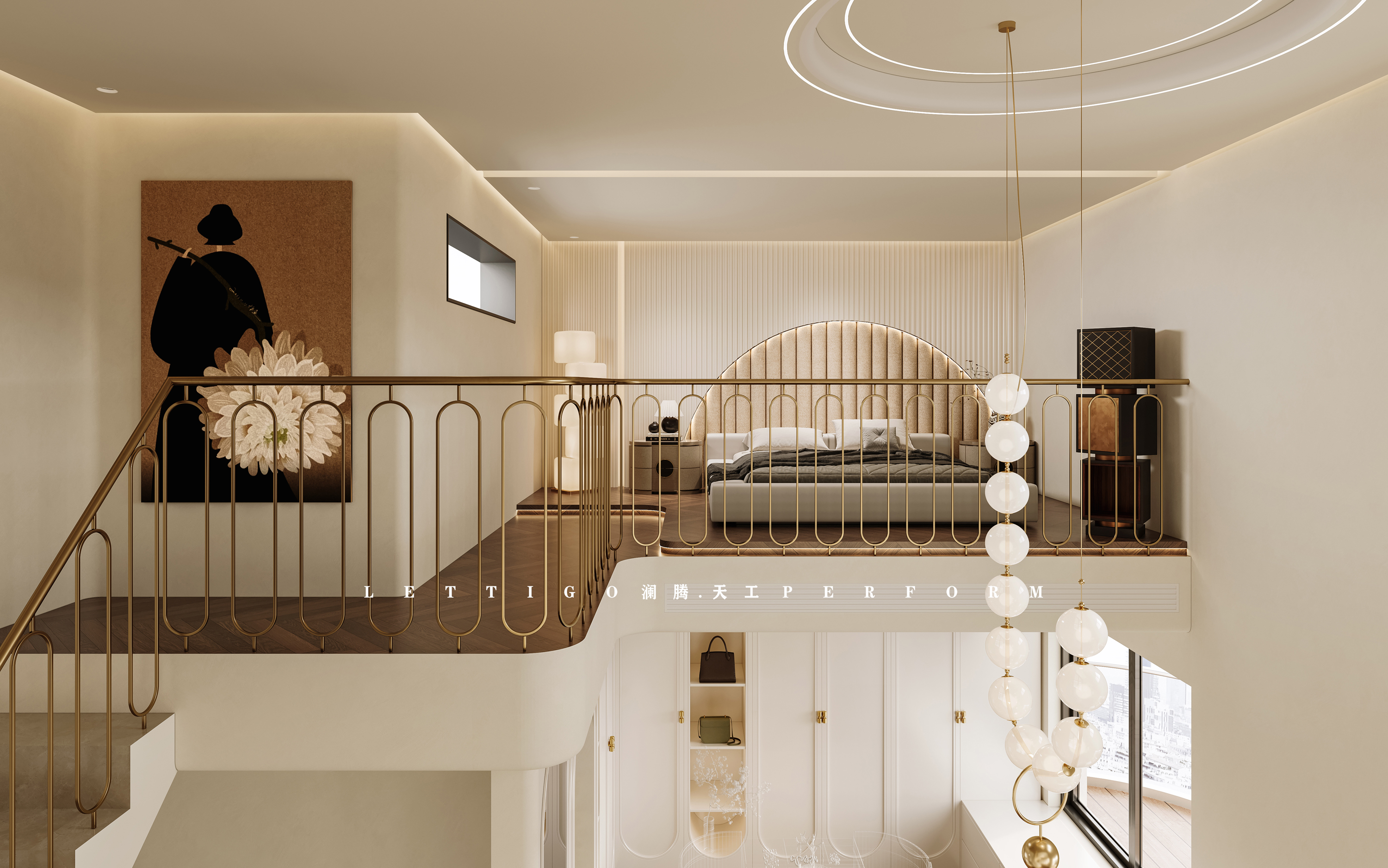 现代奶油法式复式住宅，温柔奶调+复古撞色，精致优雅-15