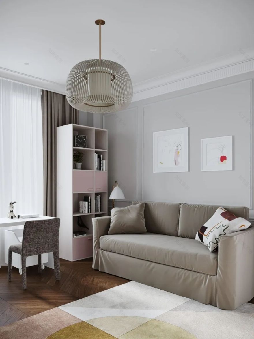 中性灰色英伦风,双胞胎家庭住宅设计-86