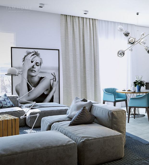 现代灰蓝色调公寓室内设计丨俄罗斯I AM HOME室内设计工作室-27