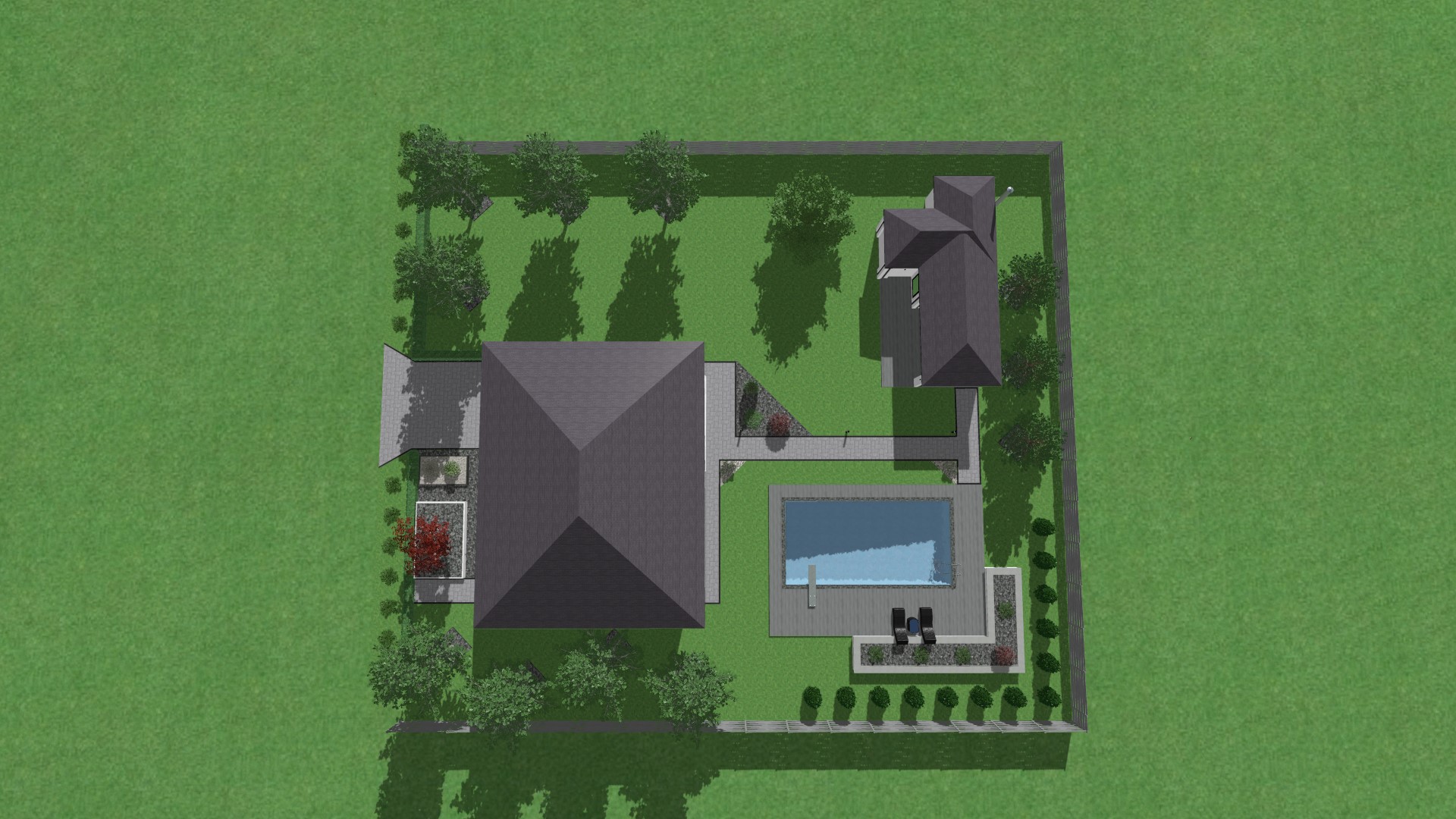 Ландшафтный дизайн участка 12 соток-11